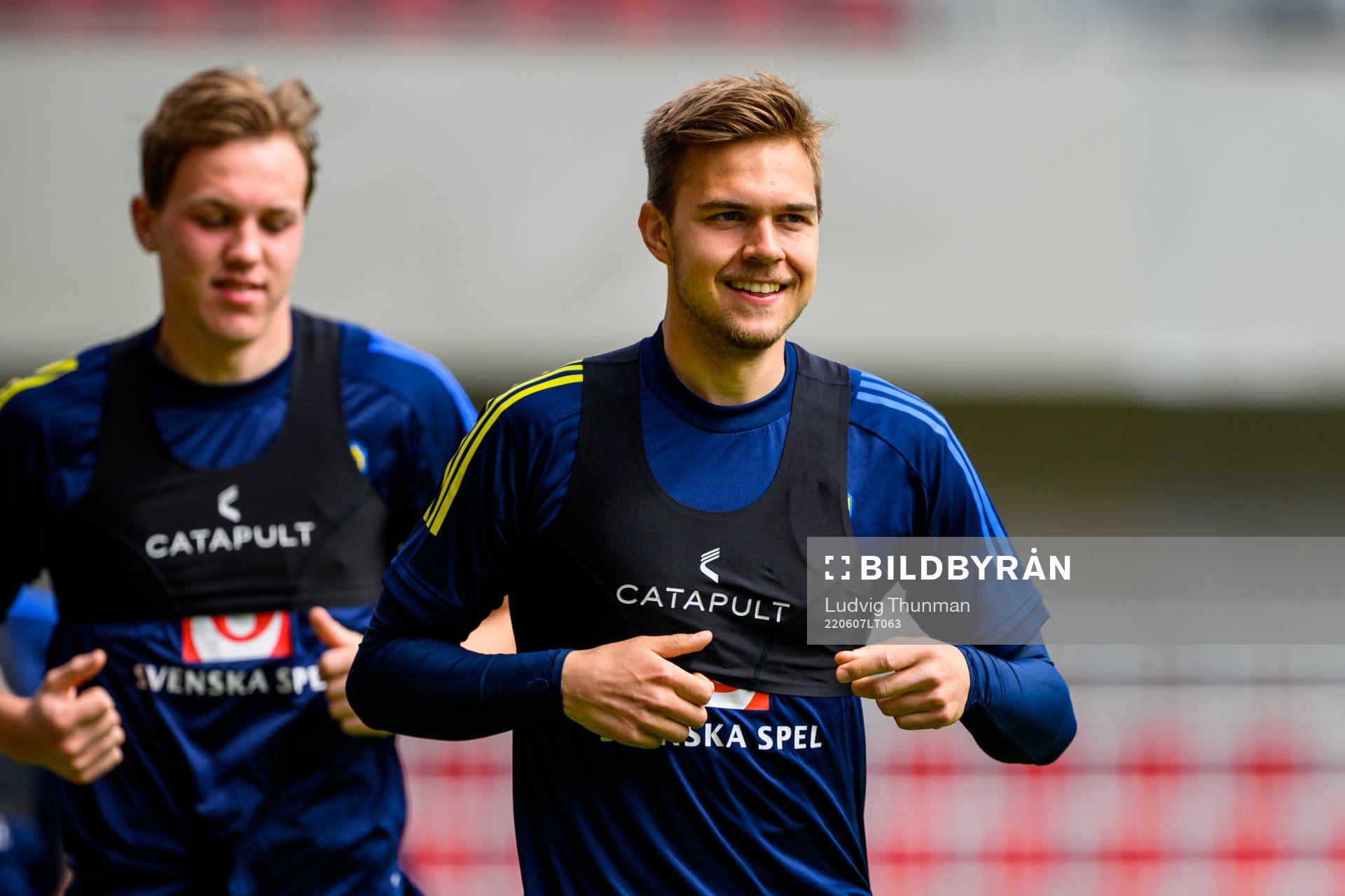 Hampus Finndell during a training session with the men's national under-21 football team of Sweden on June 7, 2022 in Helsingborg. 