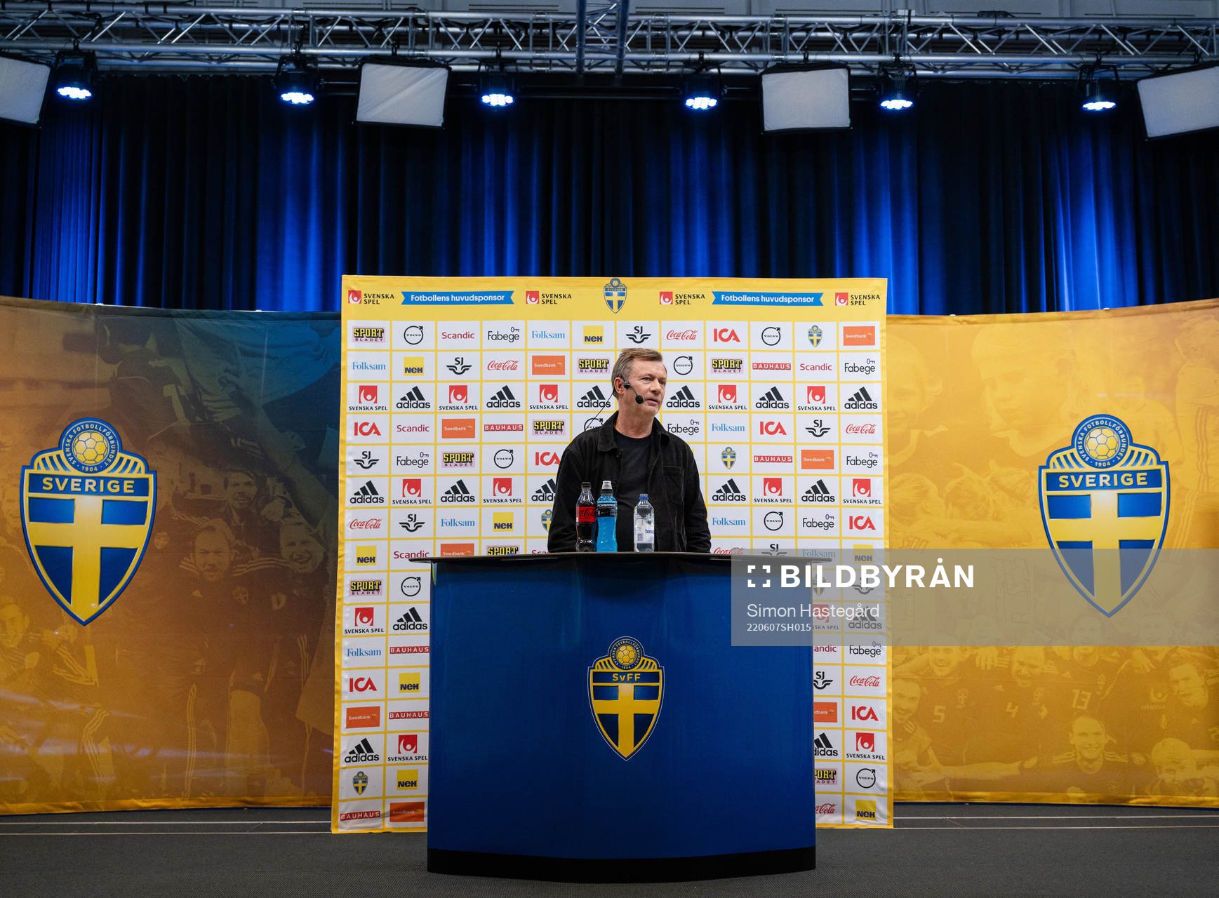 Head coach Peter Gerhardsson of the Swedish women’s national football team during a press conference on June 7, 2022 in Stockholm. 