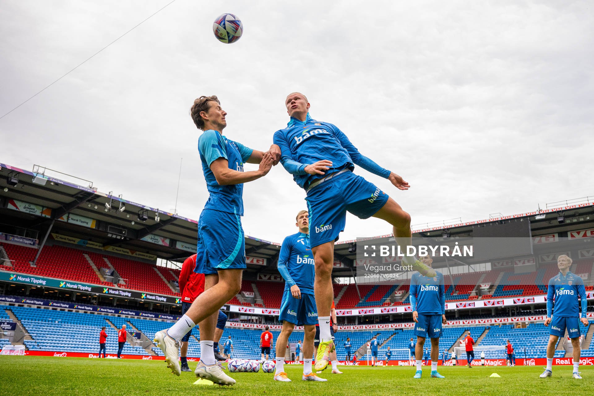 Sander Berge and Erling Braut Haaland of the Norwegian