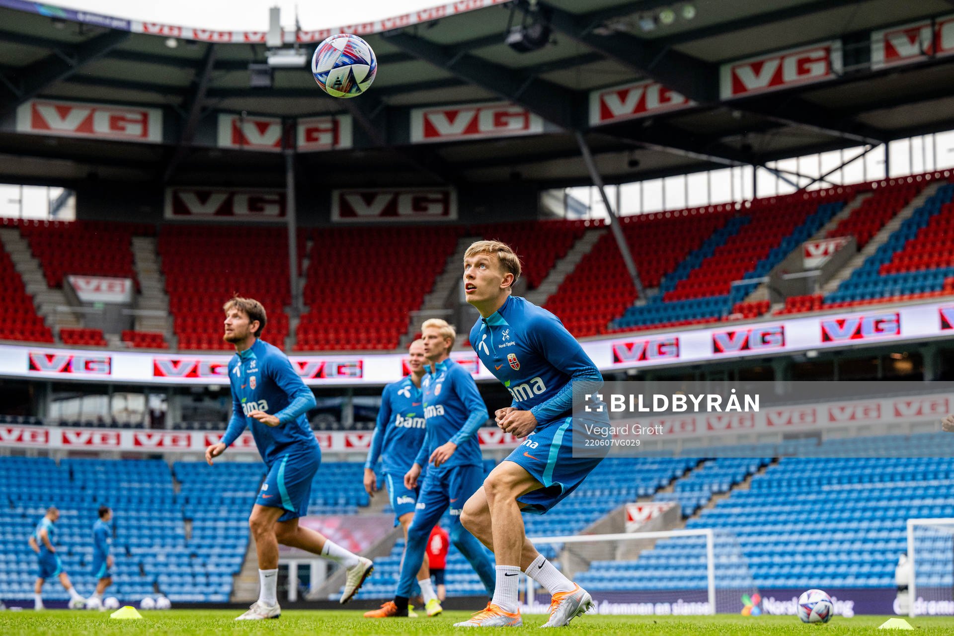 Marcus Holmgren Pedersen of the Norwegian national football team during a training session on June 7, 2022 in Oslo.