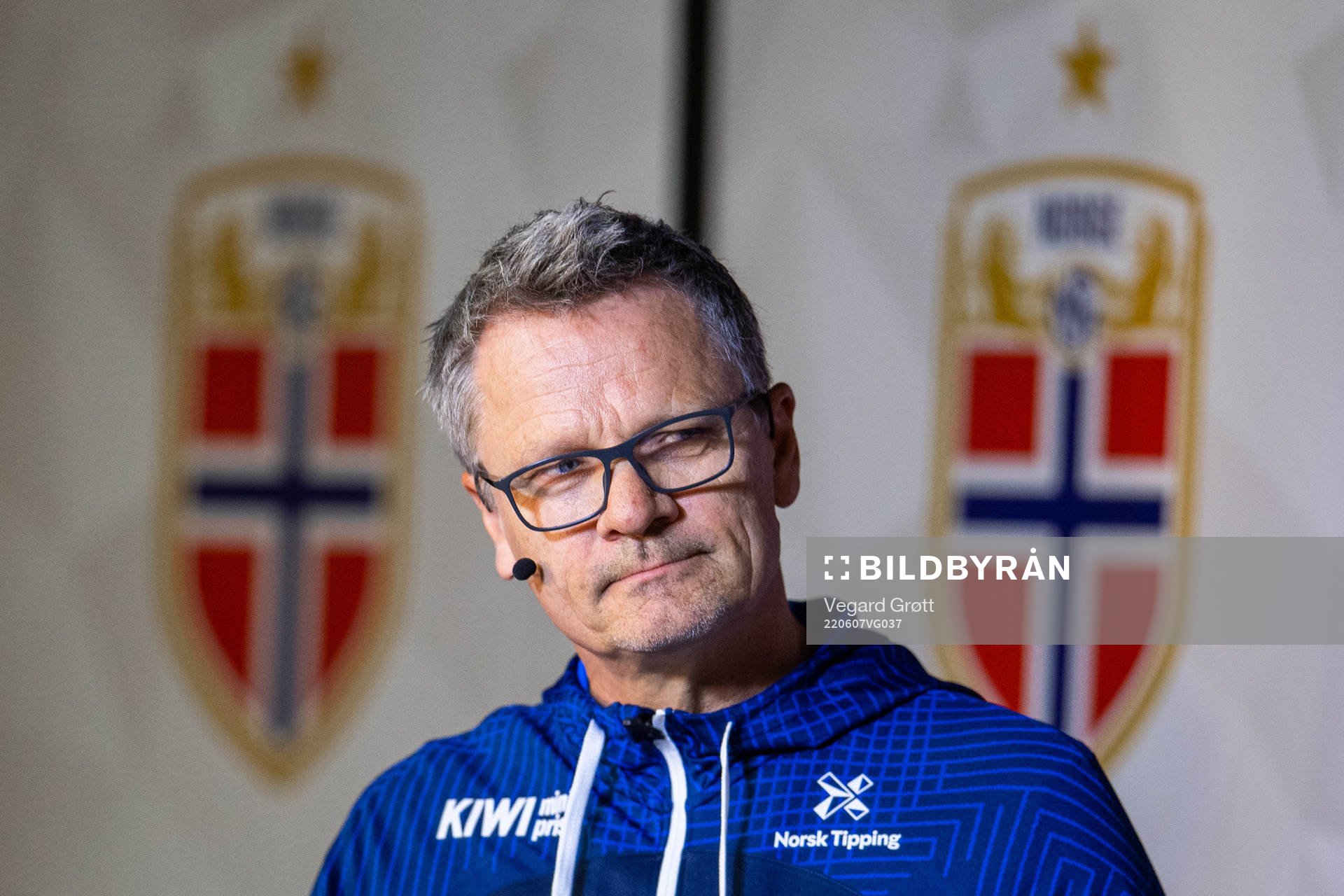 Halvor Lea, press officer of the Norwegian women's national football team, during a press conference on June 7, 2022 in Oslo.