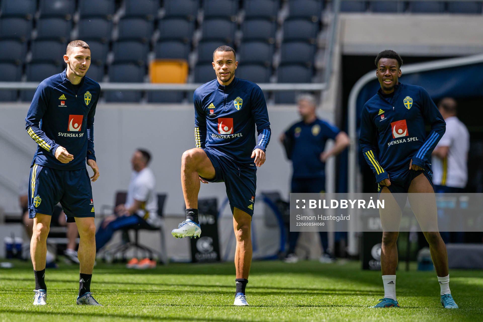 Branimir Hrgota, Robin Quaison and Anthony Elanga of the