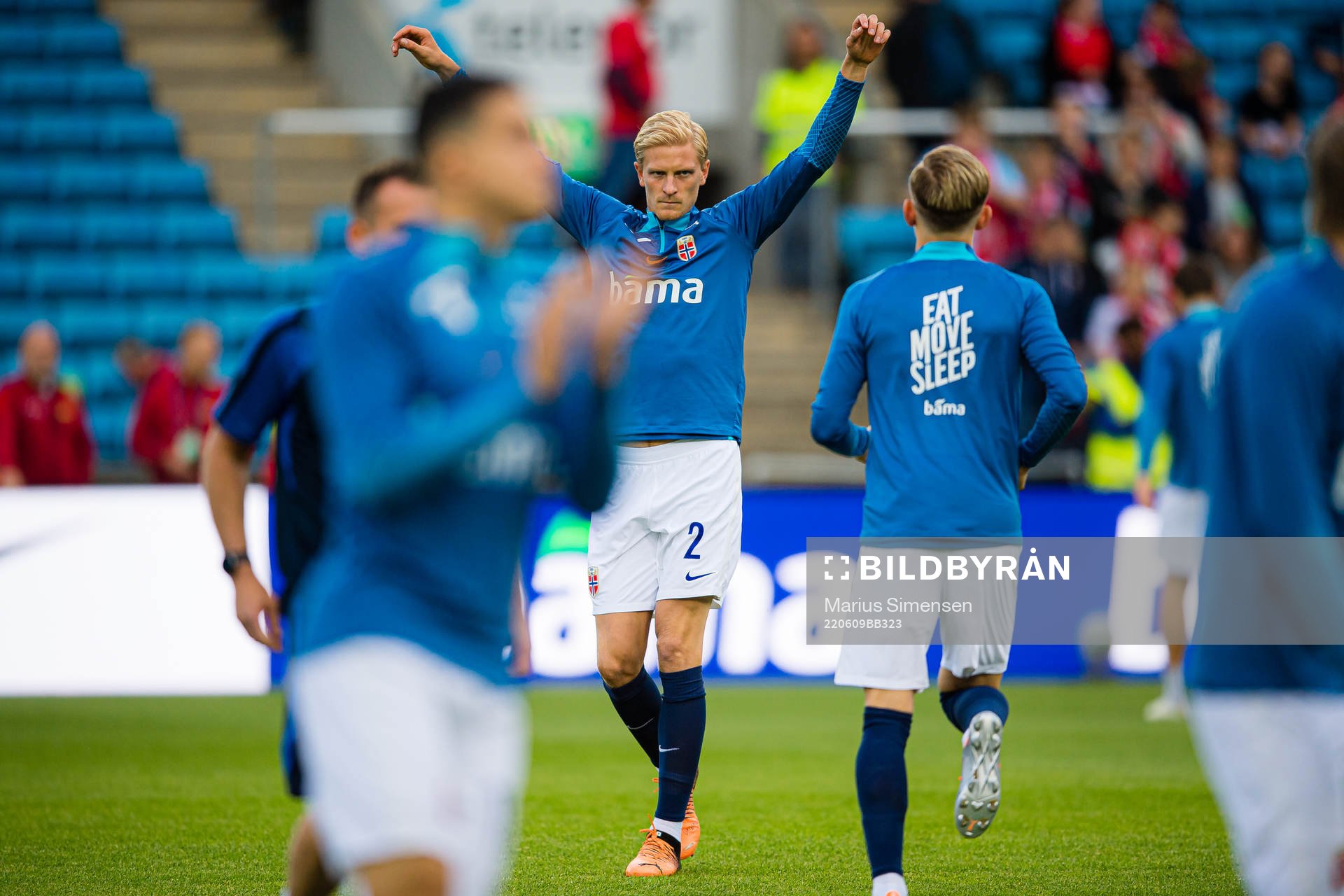 Morten Thorsby of Norway warms up
