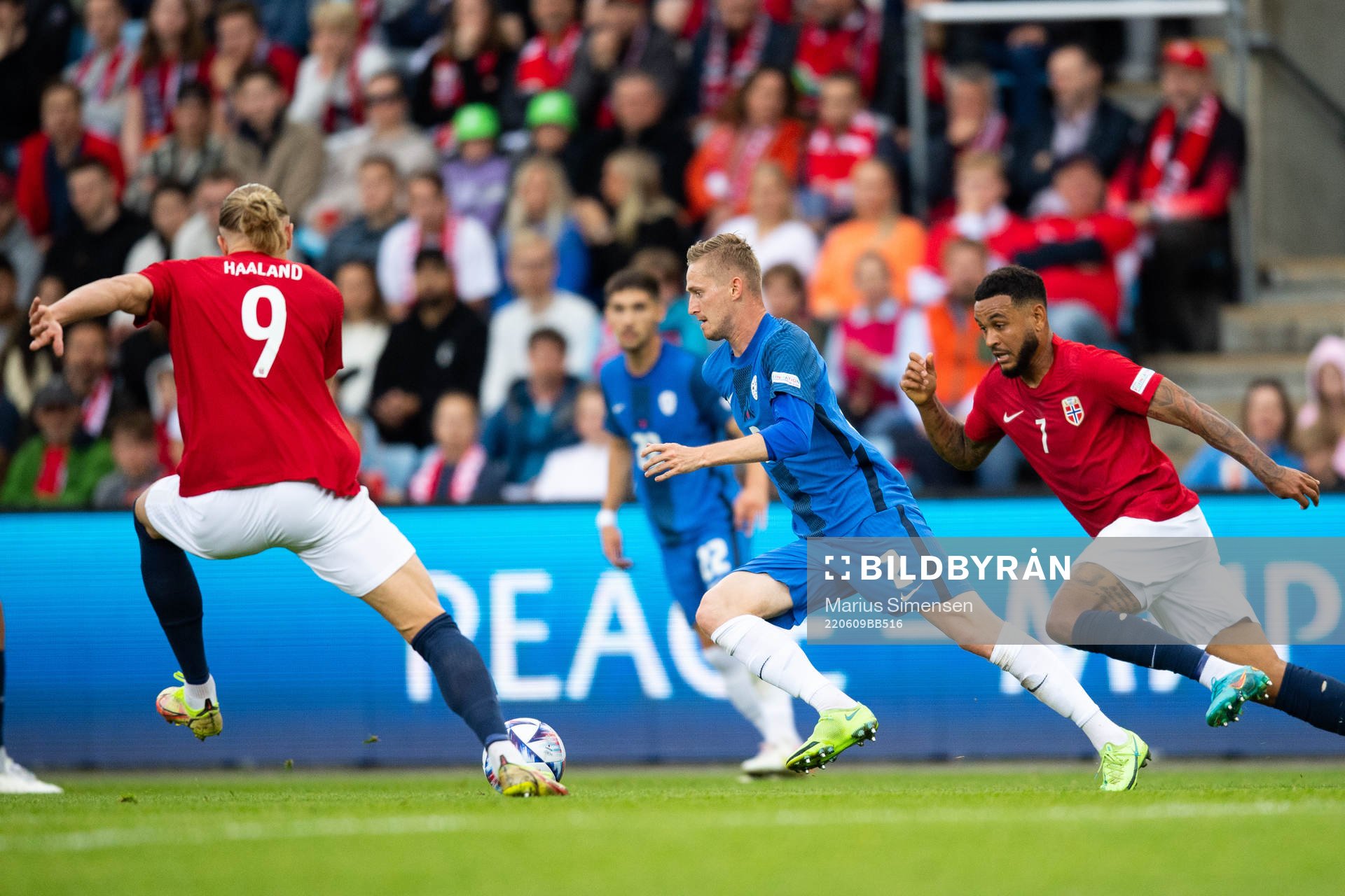 Zan Karicnik of Slovenia during the Nations League football match between Norway and Slovenia on June 9, 2022 in Oslo. 