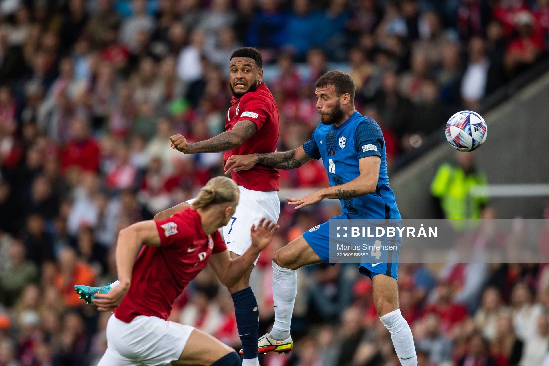 Joshua King of Norway and Miha Blazic of Slovenia