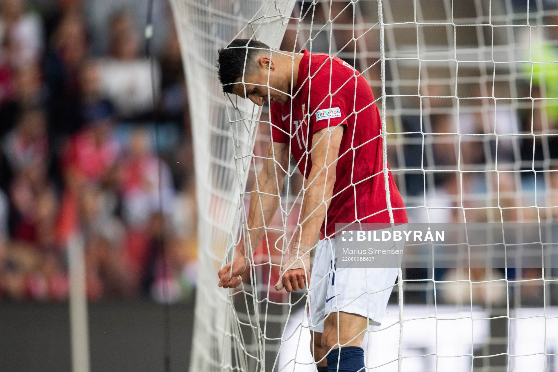 Mohamed Amine Elyounoussi of Norway looks dejected