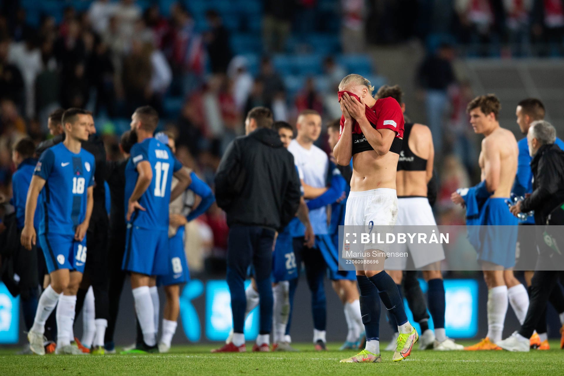 Erling Braut Haaland of Norway looks dejected