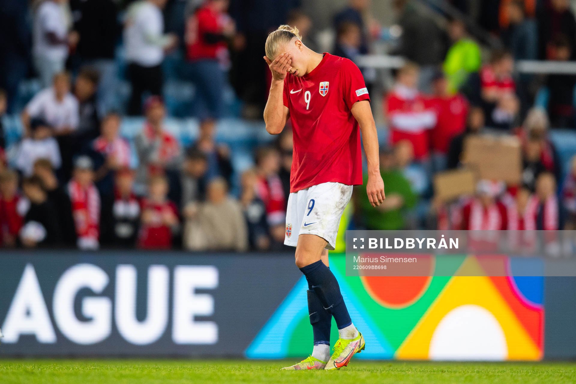 Erling Braut Haaland of Norway looks dejected