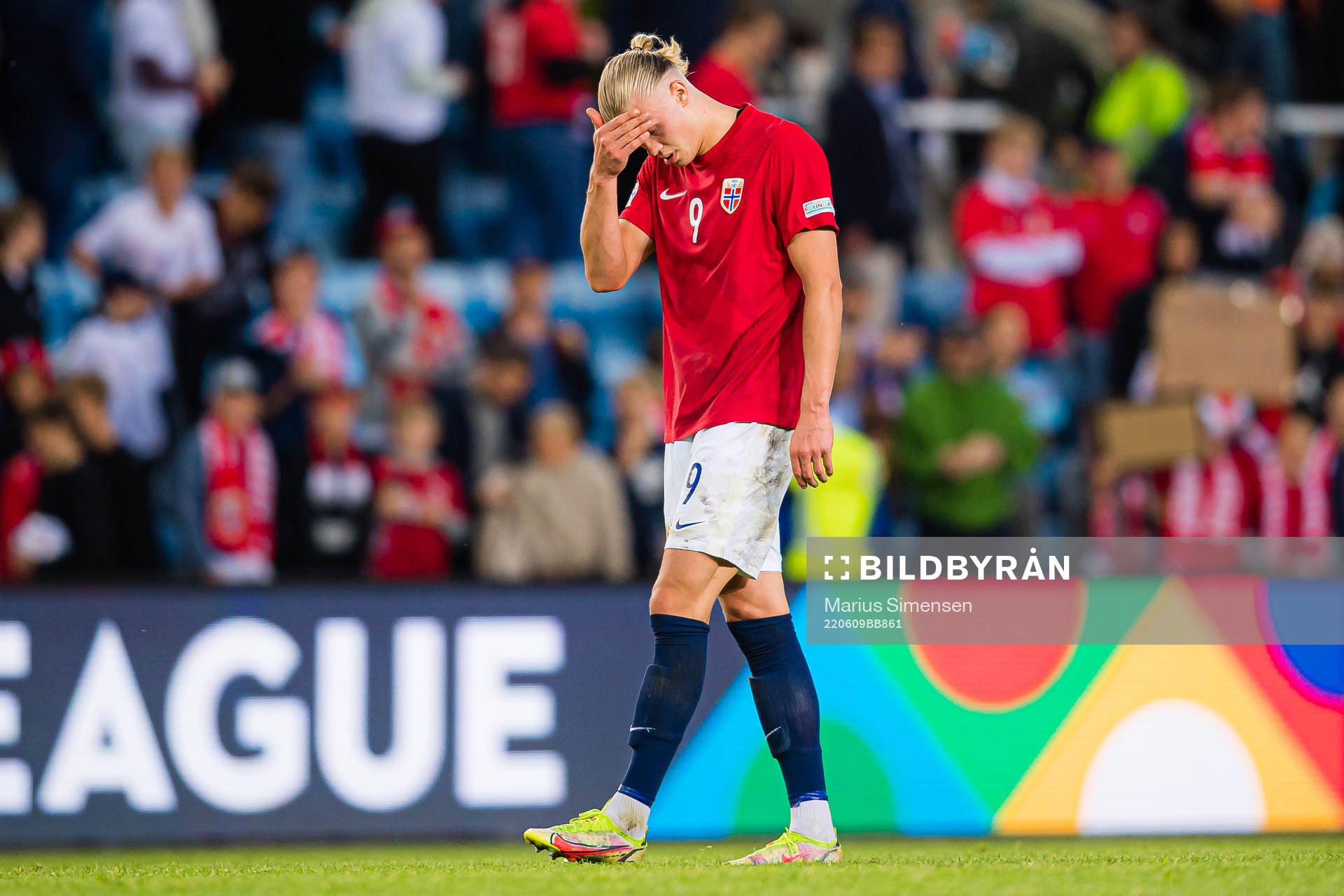 Erling Braut Haaland of Norway looks dejected