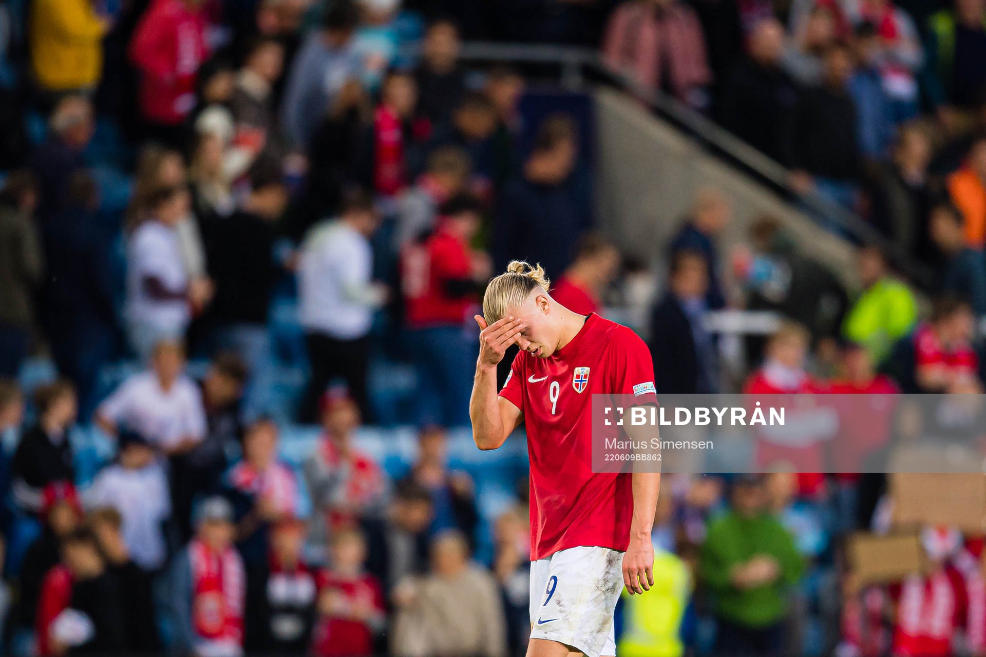 Erling Braut Haaland of Norway looks dejected