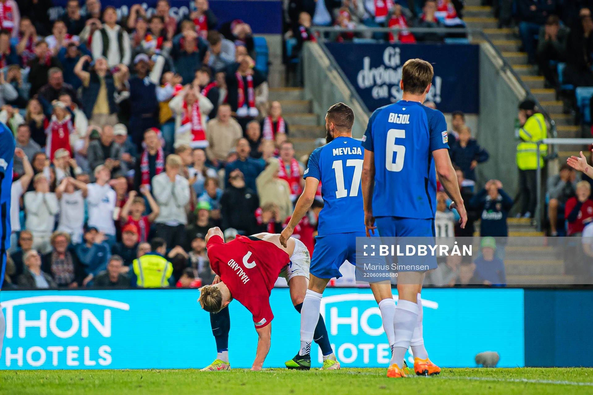 Erling Braut Haaland of Norway reacts