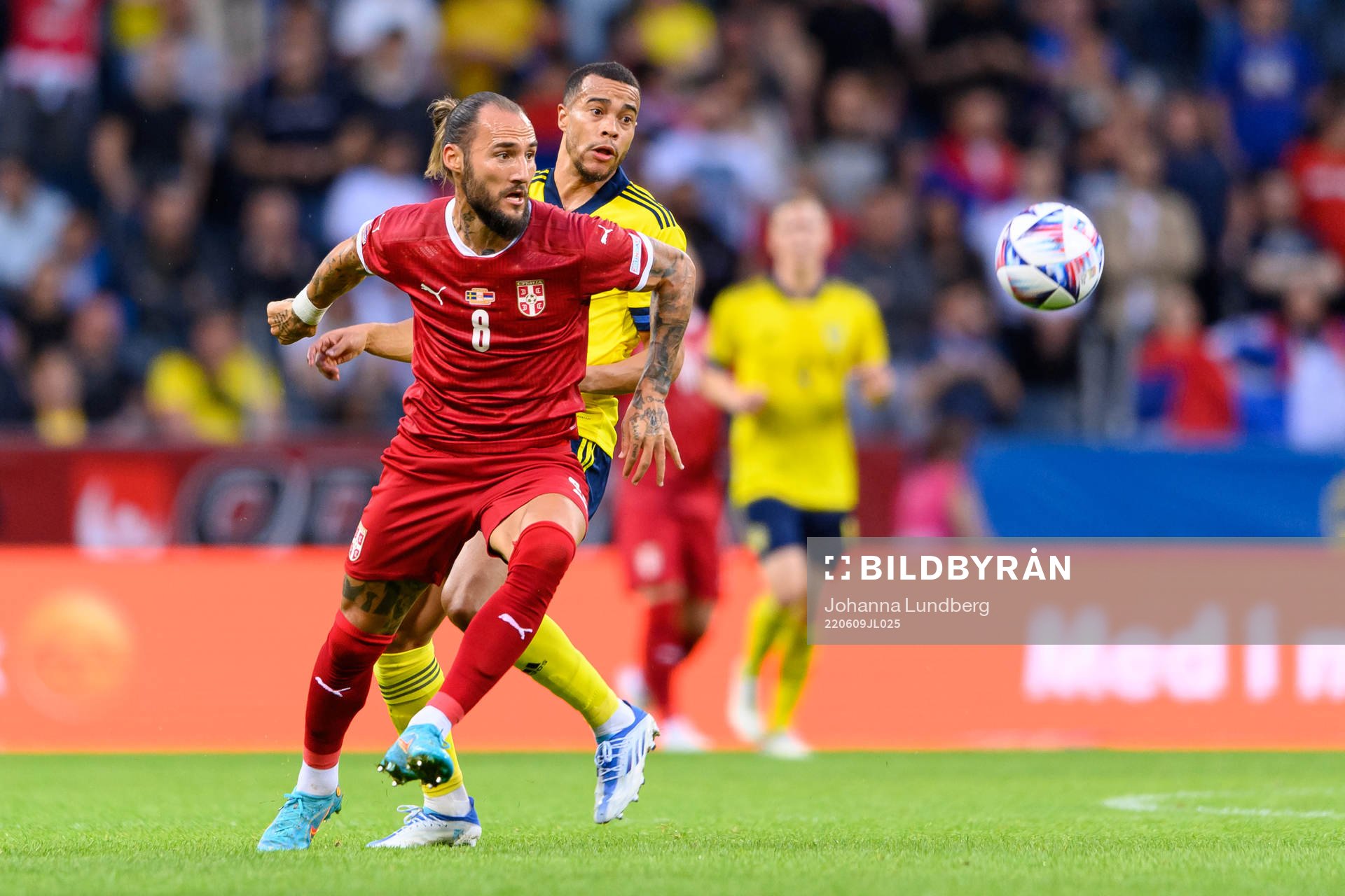 Nemanja Gudelj of Serbia and Robin Quaison of Sweden