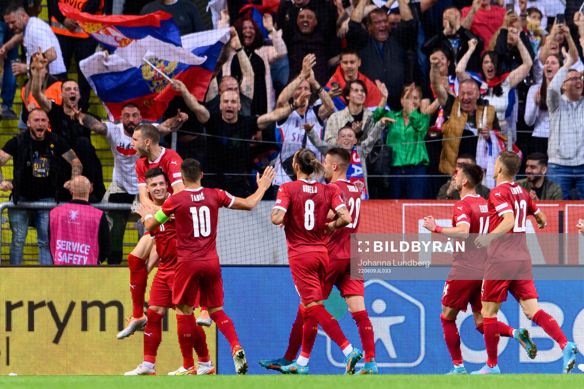 Luka Jovic of Serbia celebrates