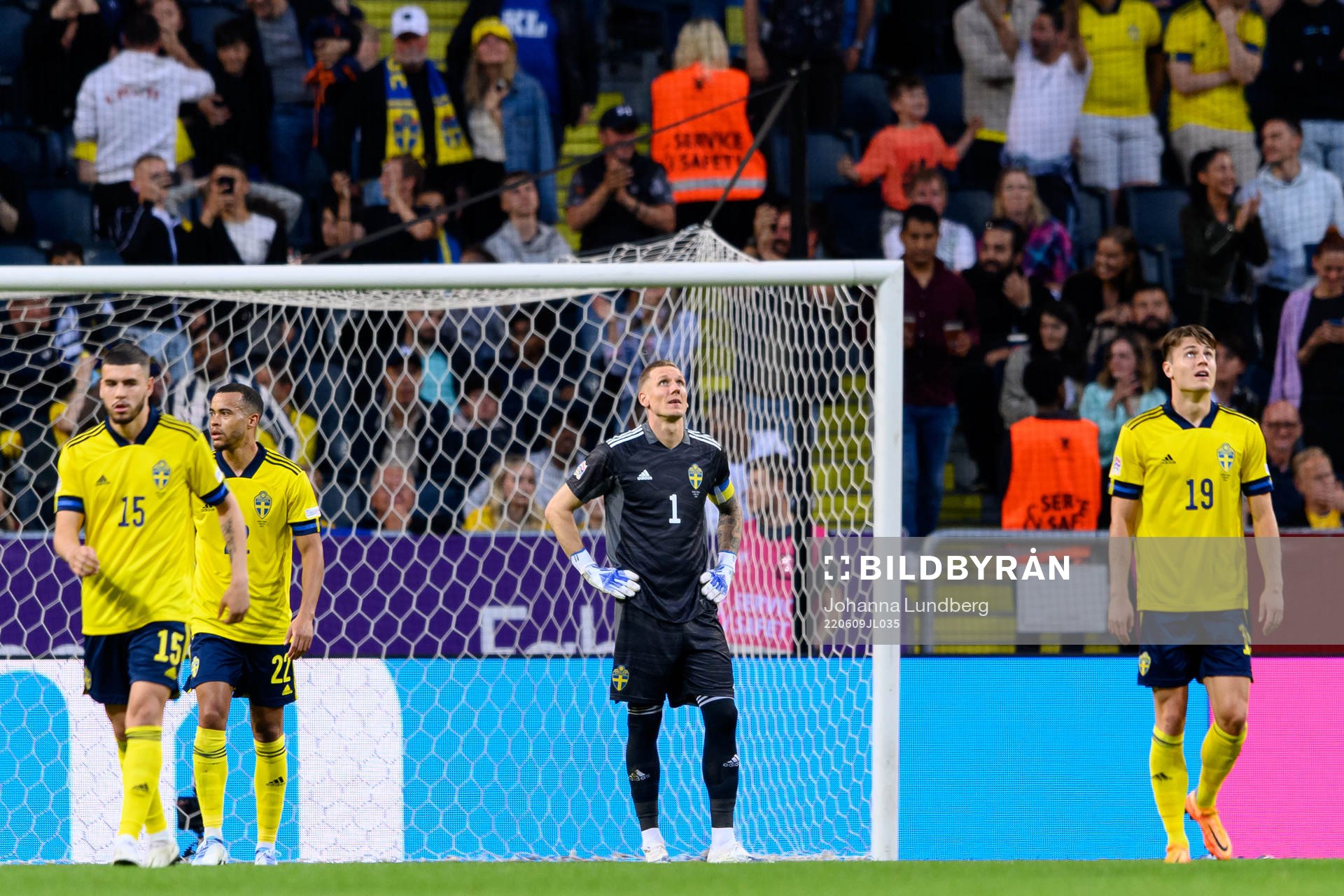 Goalkeeper Robin Olsen of Sweden looks dejected