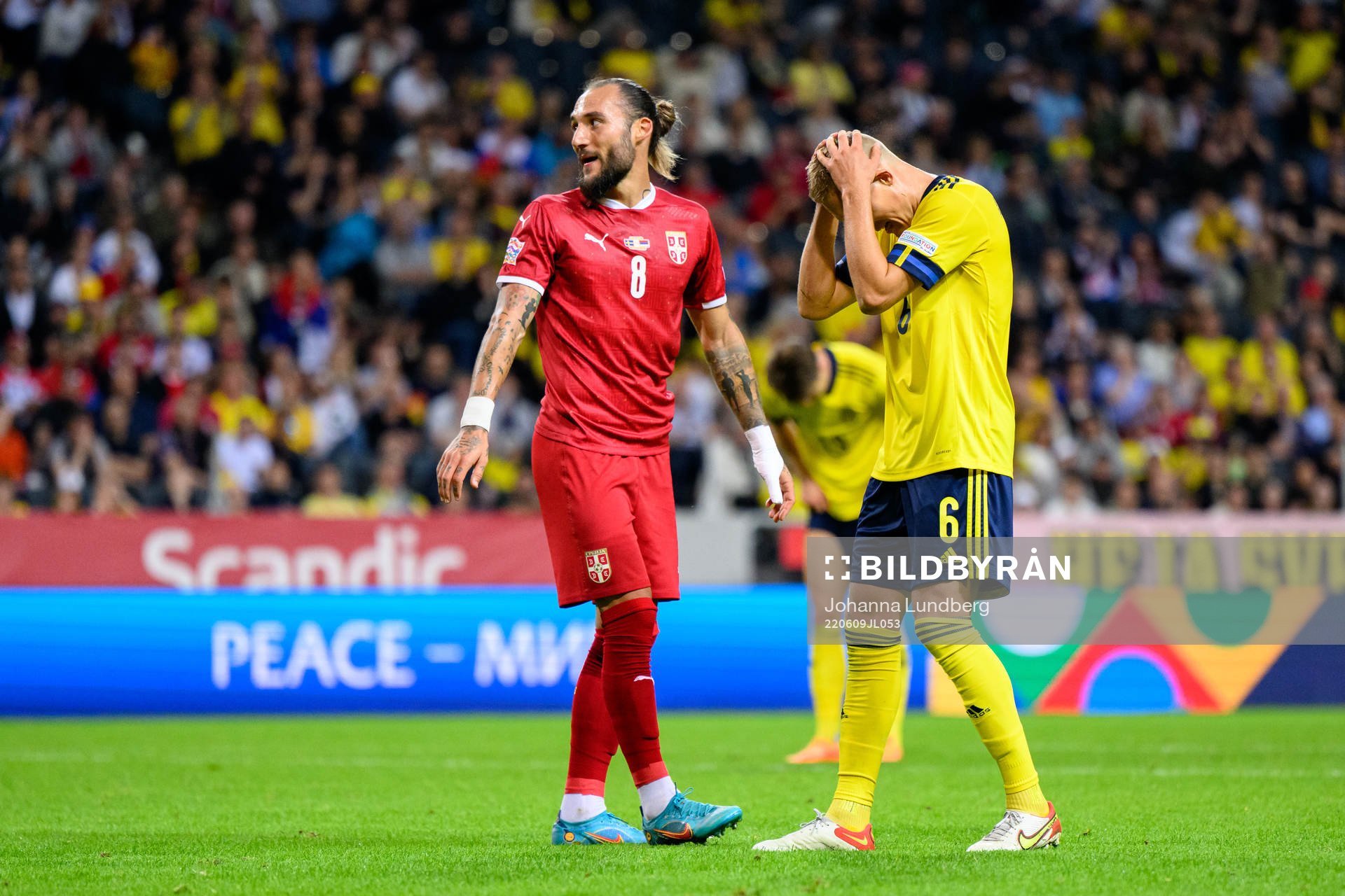 Ludwig Augustinsson of Sweden looks dejected