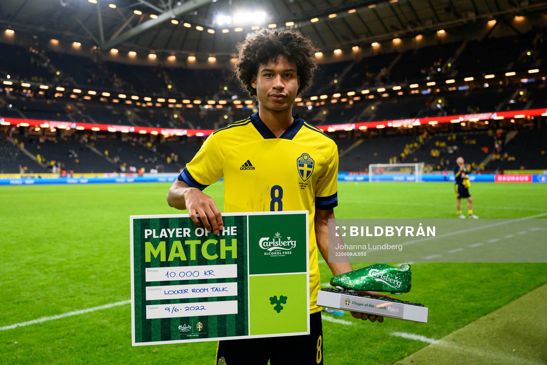 Jens Cajuste of Sweden is awarded player of the match