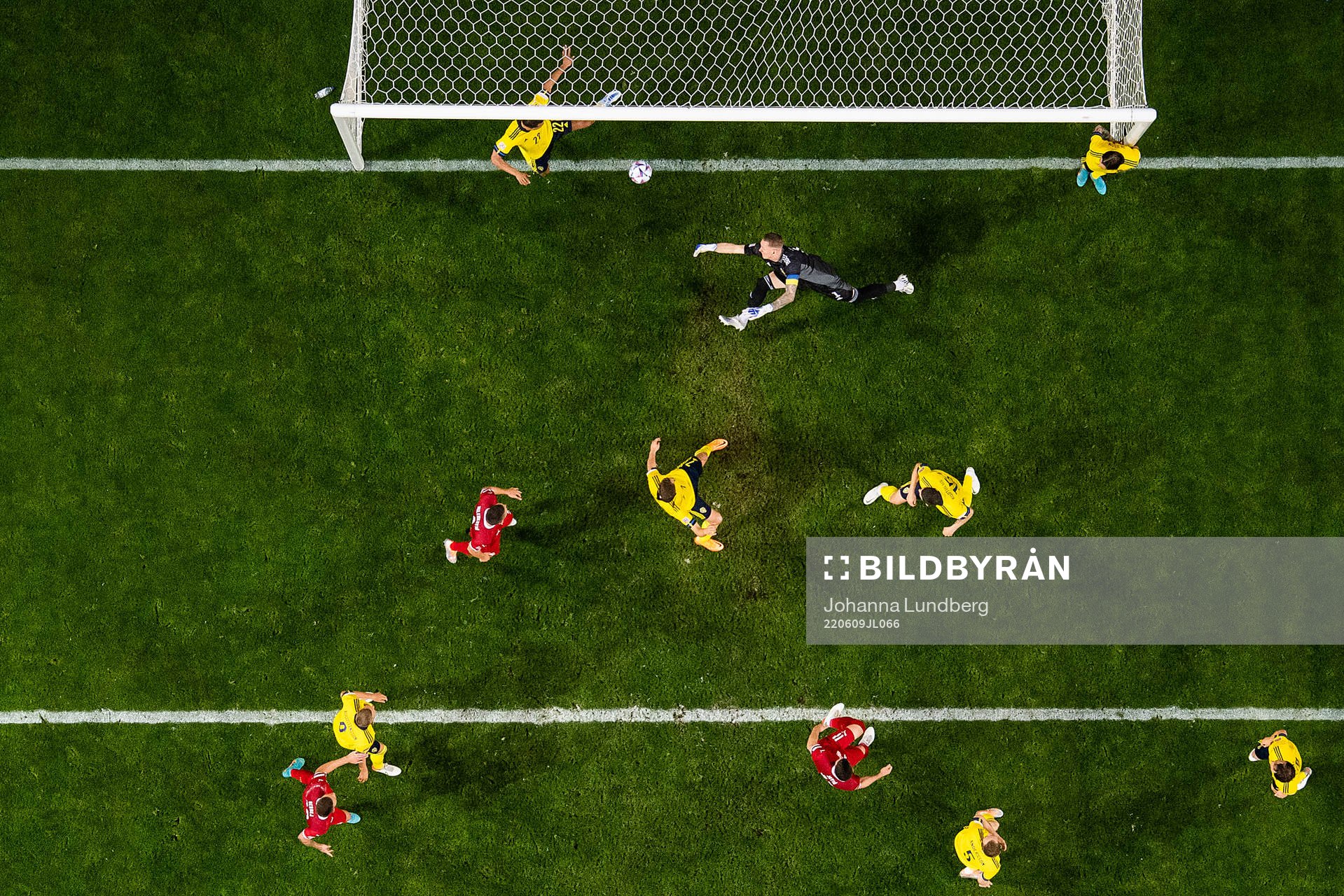Nikola Milenkovic of Serbia scores 0-1 behind goalkeeper