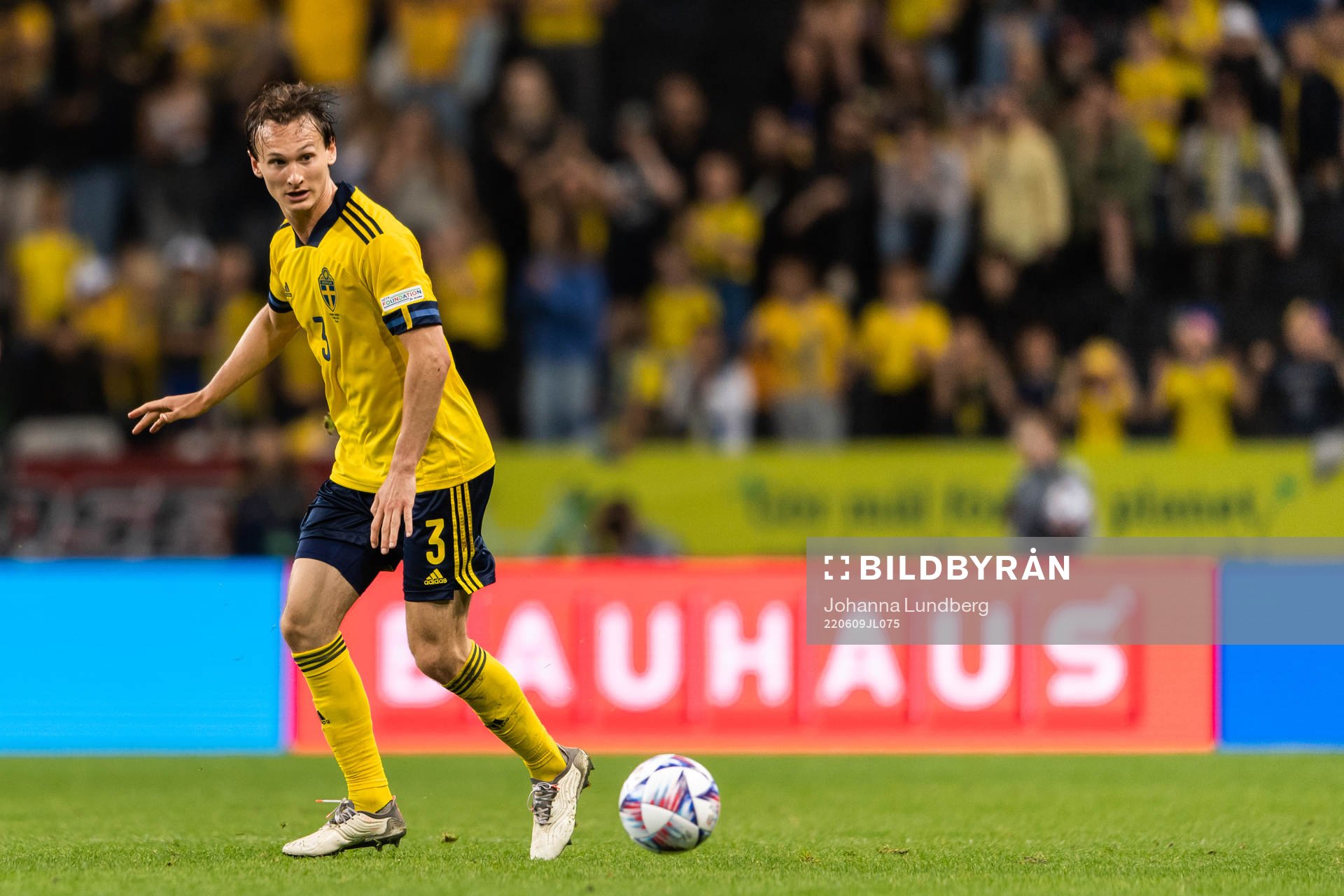 Hjalmar Ekdal of Sweden during the Nations League football match between Sweden and Serbia on June 9, 2022 in Stockholm. 