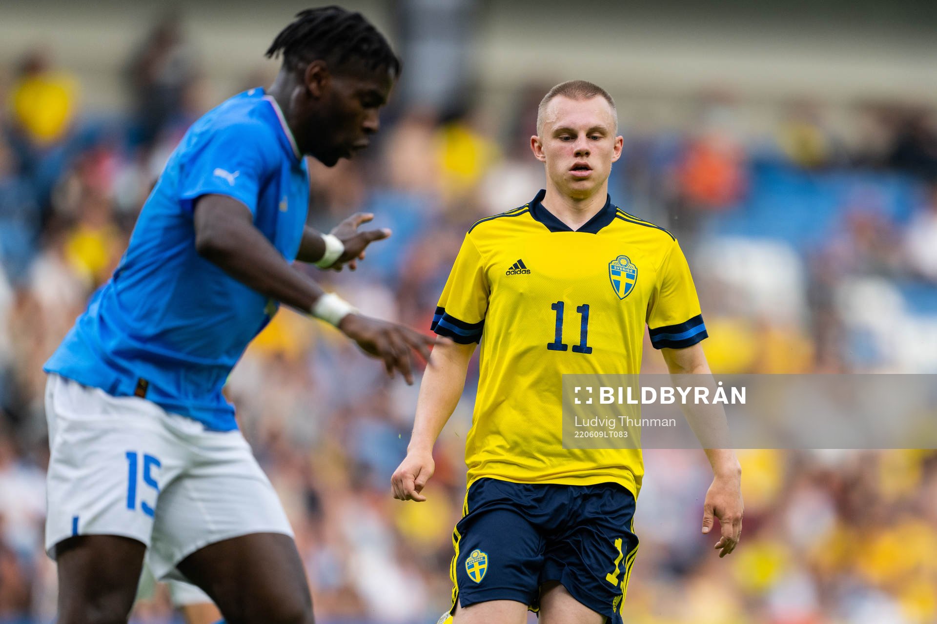 Isak Jansson of Sweden during the UEFA European Under-21 Qualifier football match between Sweden and Italy on June 9, 2022 in Helsingborg.