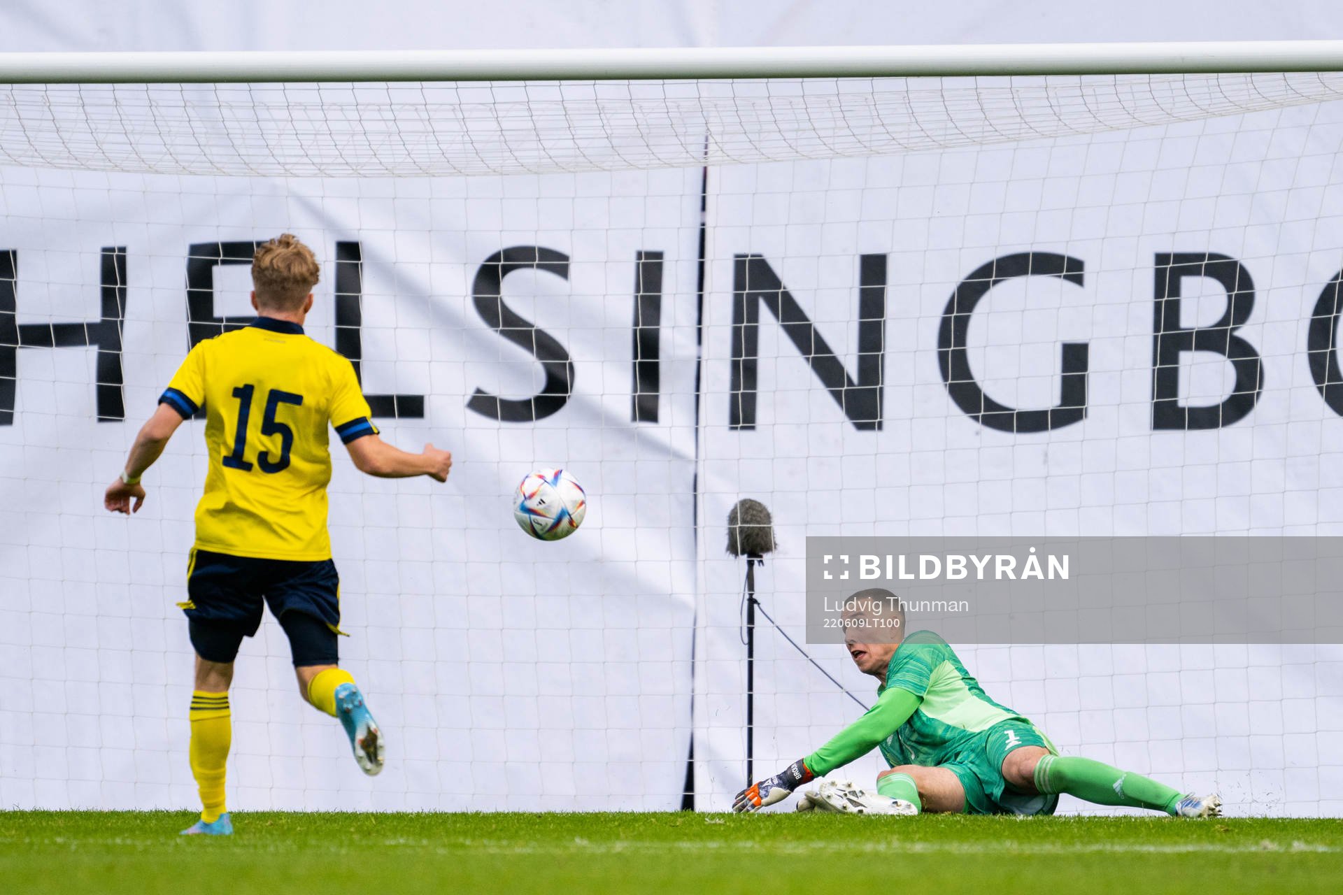 Goalkeeper Samuel Brolin of Sweden