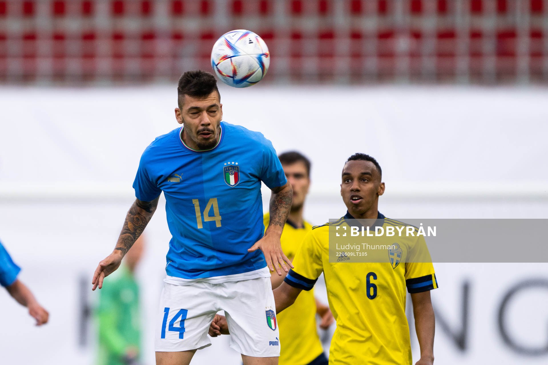 Gianluca Gaetano of Italy during the UEFA European Under-21 Qualifier football match between Sweden and Italy on June 9, 2022 in Helsingborg.
