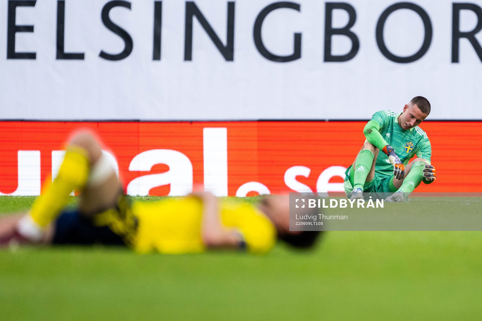 Goalkeeper Samuel Brolin of Sweden looks dejected