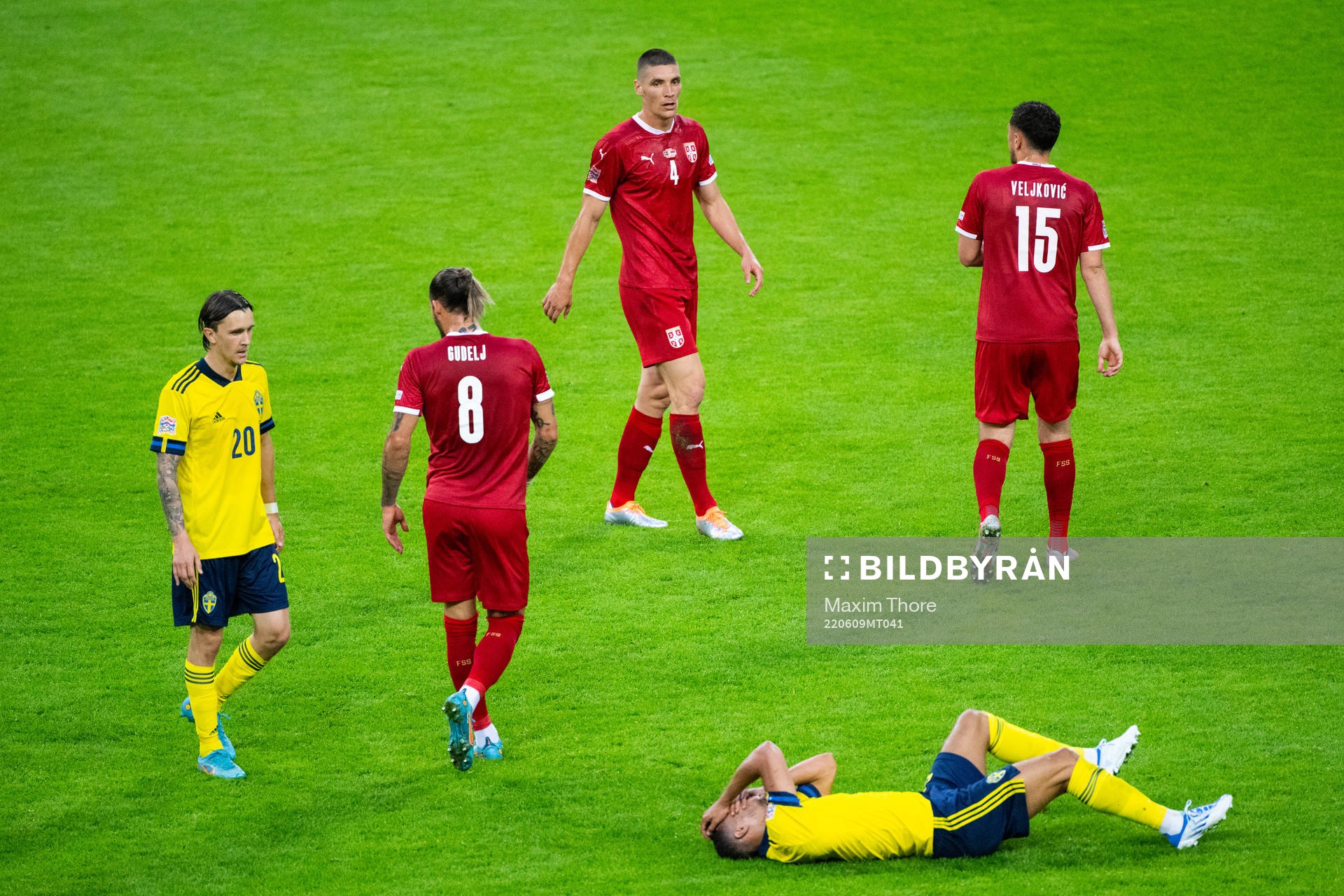 Robin Quaison of Sweden in pain