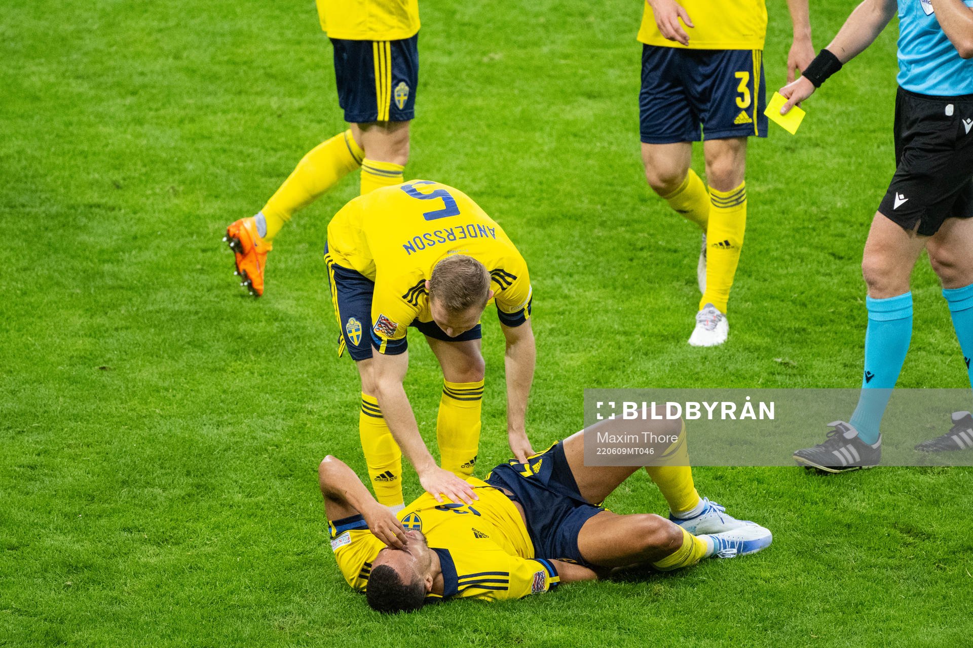 Robin Quaison of Sweden in pain