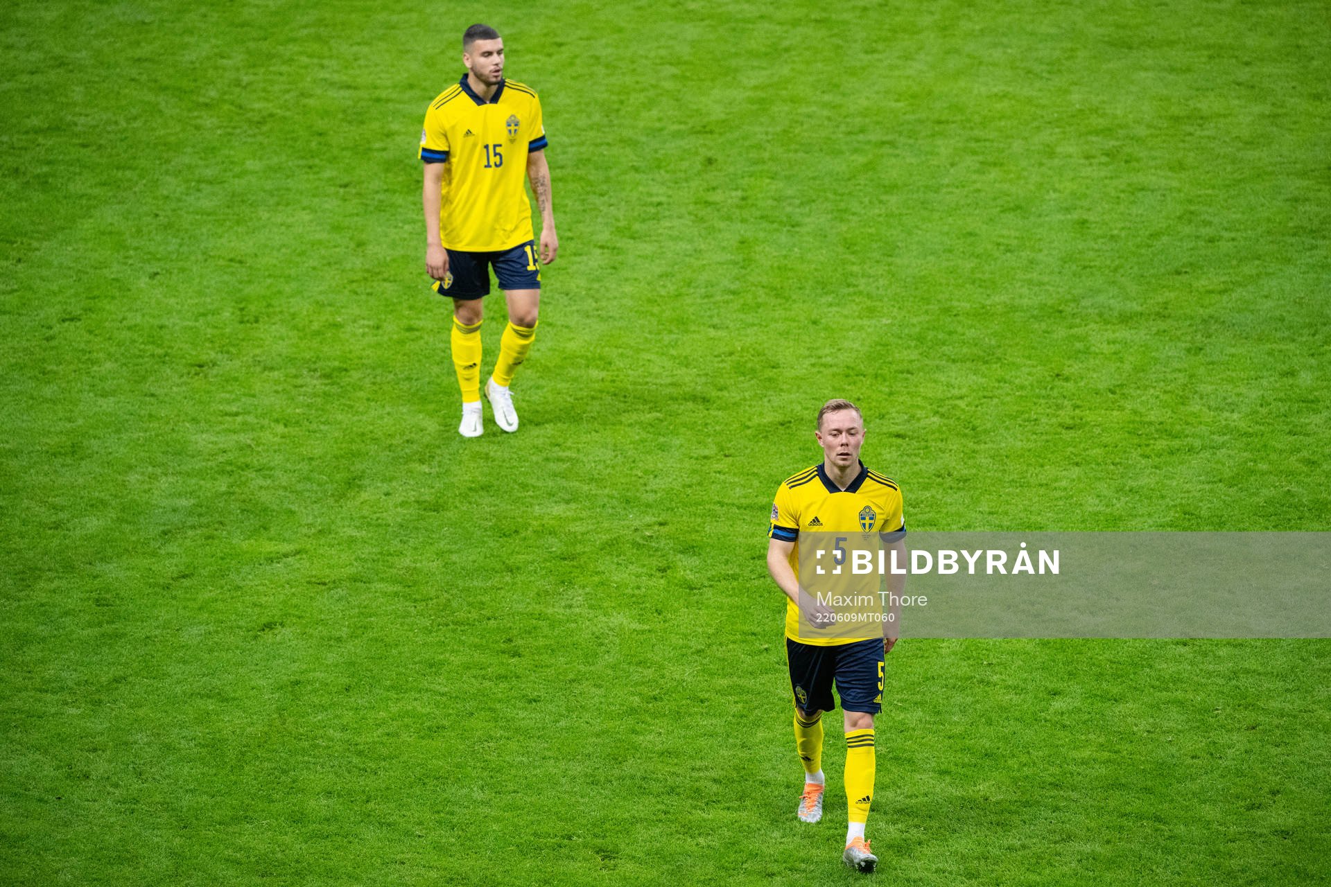 Edvin Kurtulus and Joel Andersson of Sweden look dejected