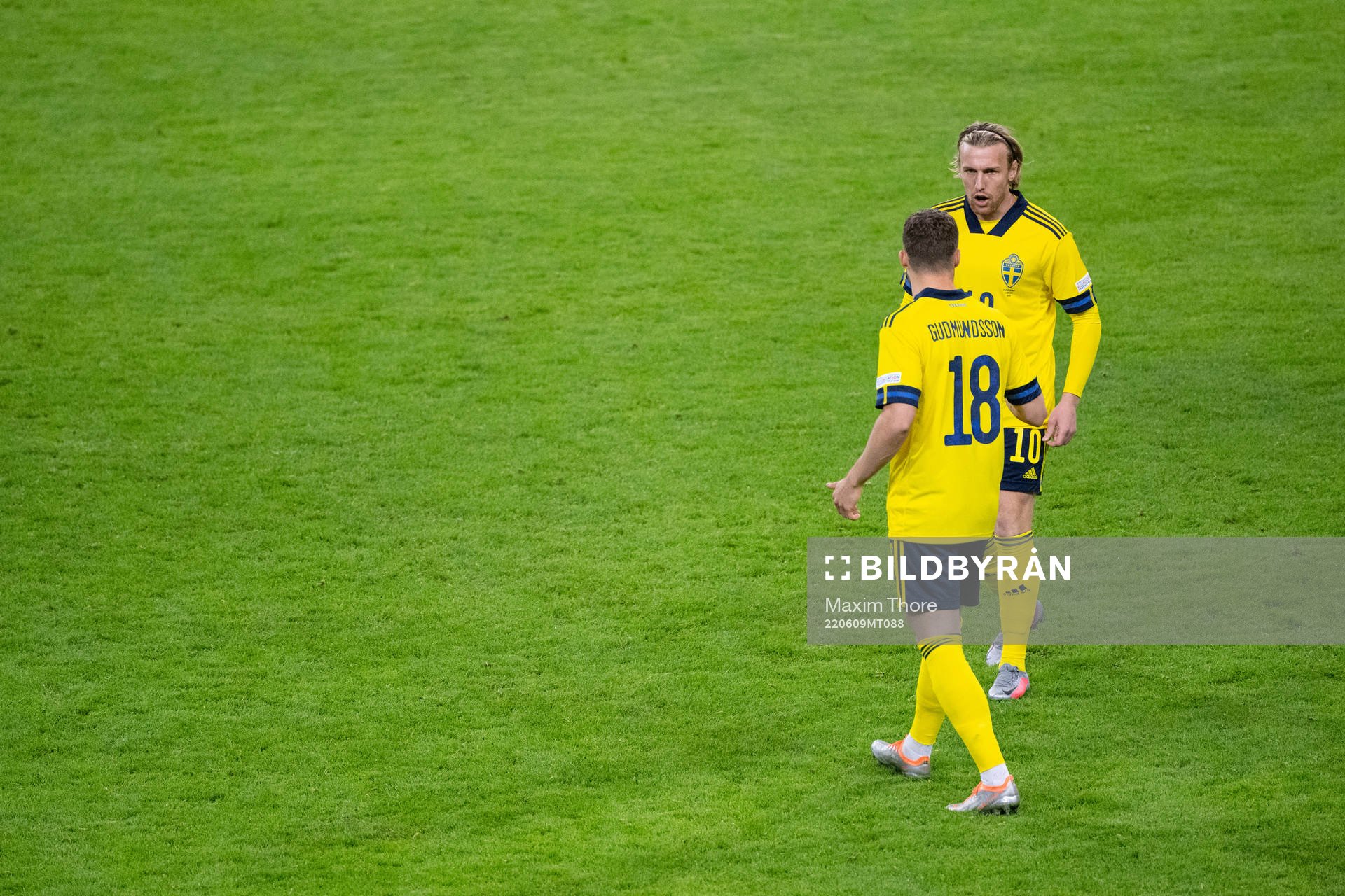 Gabriel Gudmundsson and Emil Forsberg of Sweden