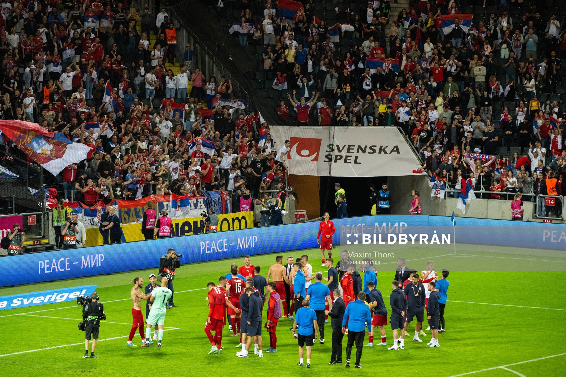 Players of of Serbia celebrate