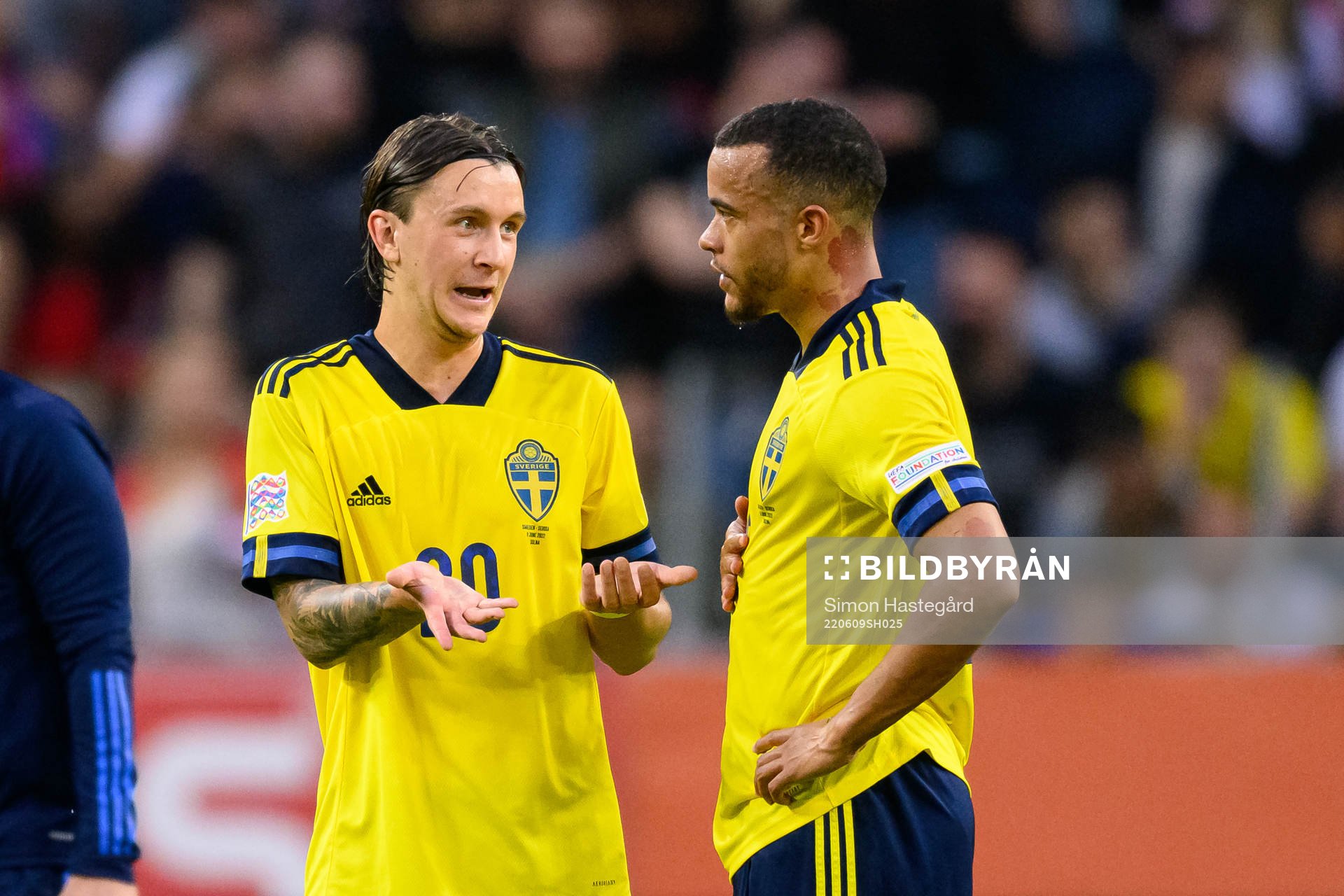 Kristoffer Olsson and Robin Quaison of Sweden
