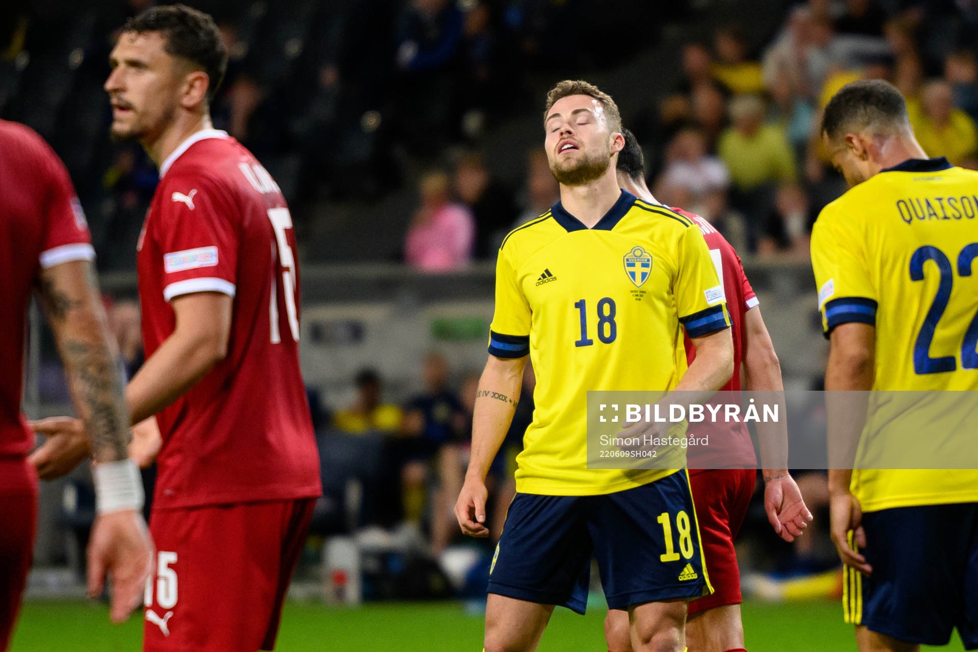 Gabriel Gudmundsson of Sweden looks dejected