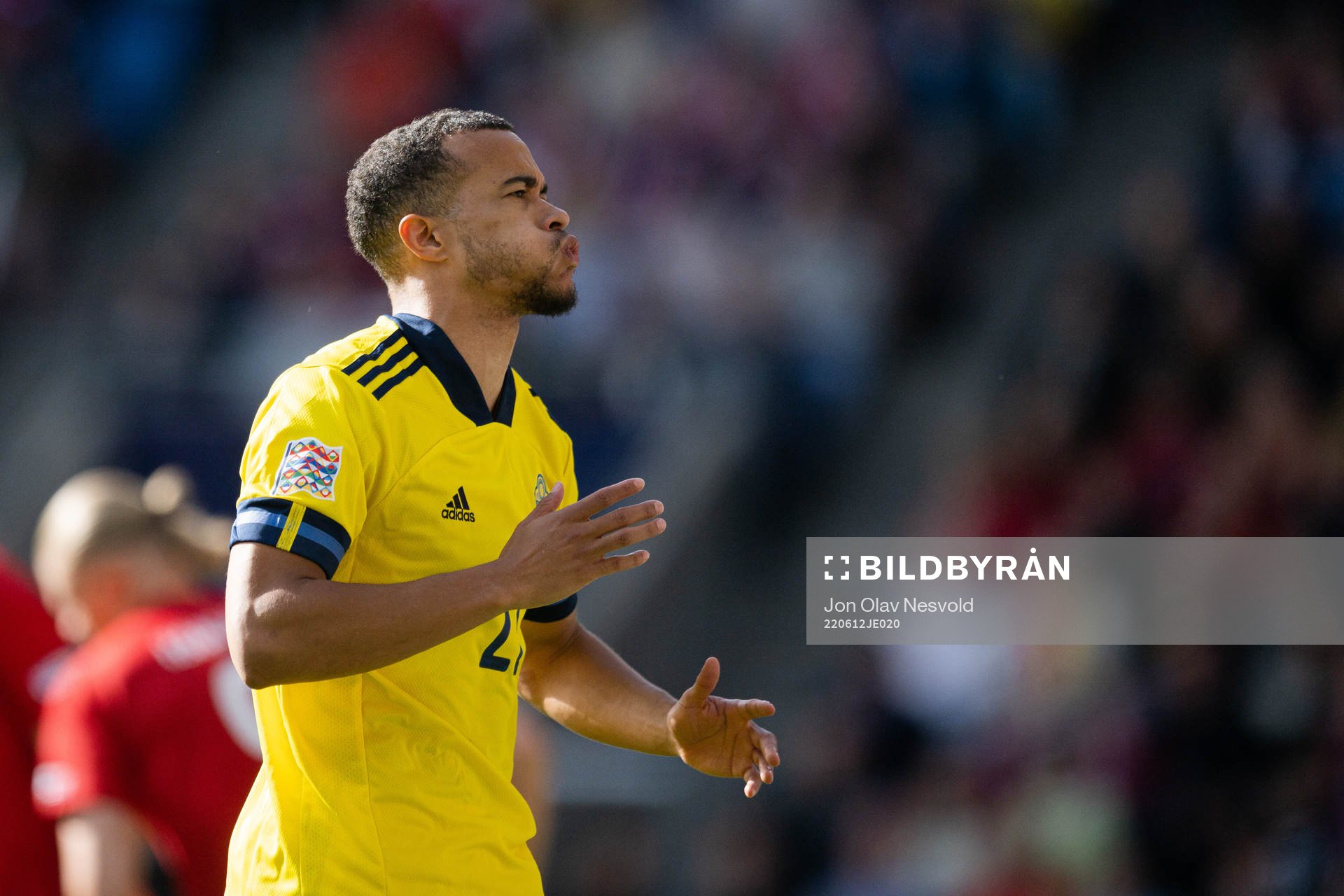 Robin Quaison of Sweden looks dejected