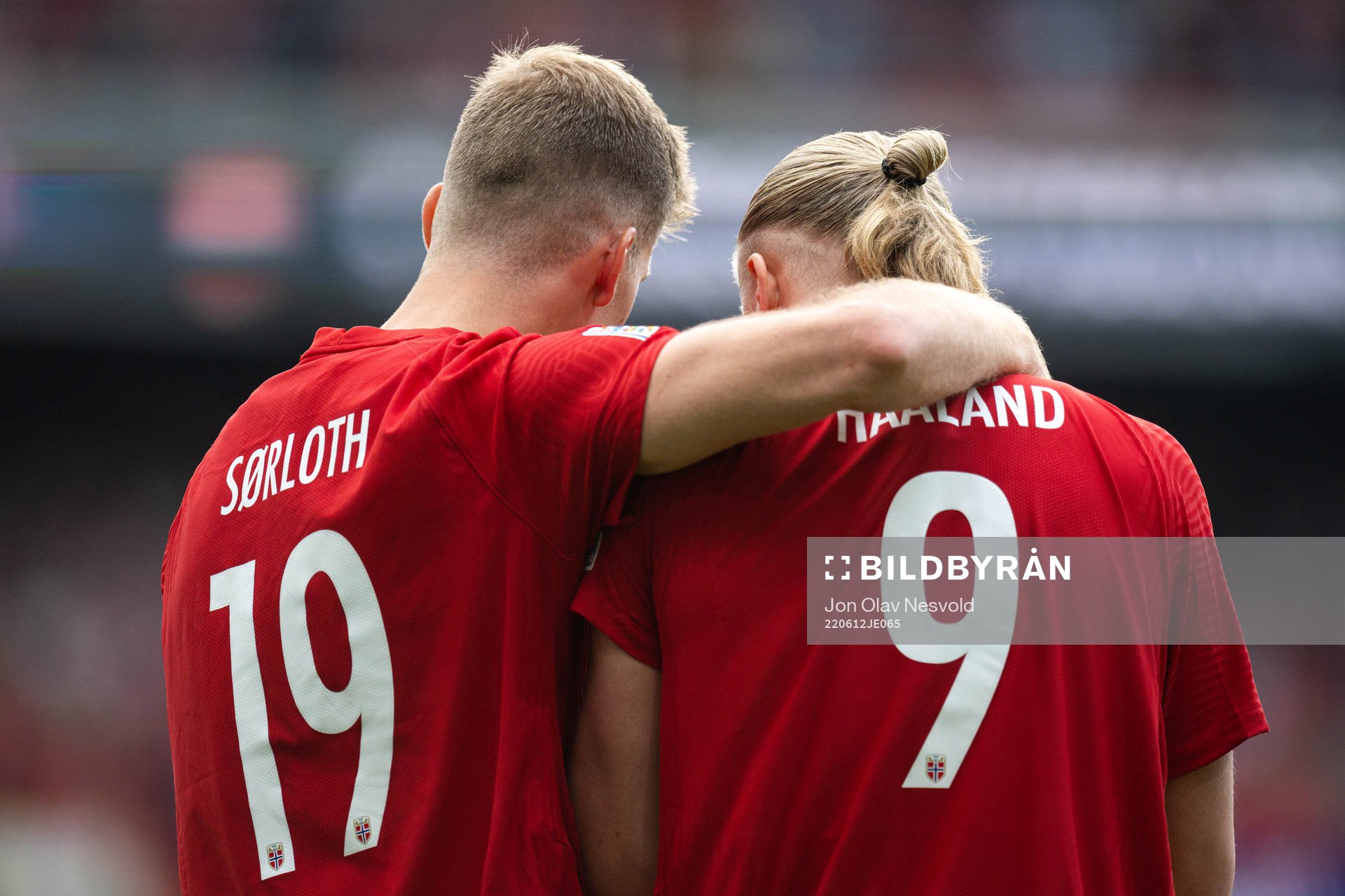 Alexander Sørloth and Erling Braut Haaland of Norway