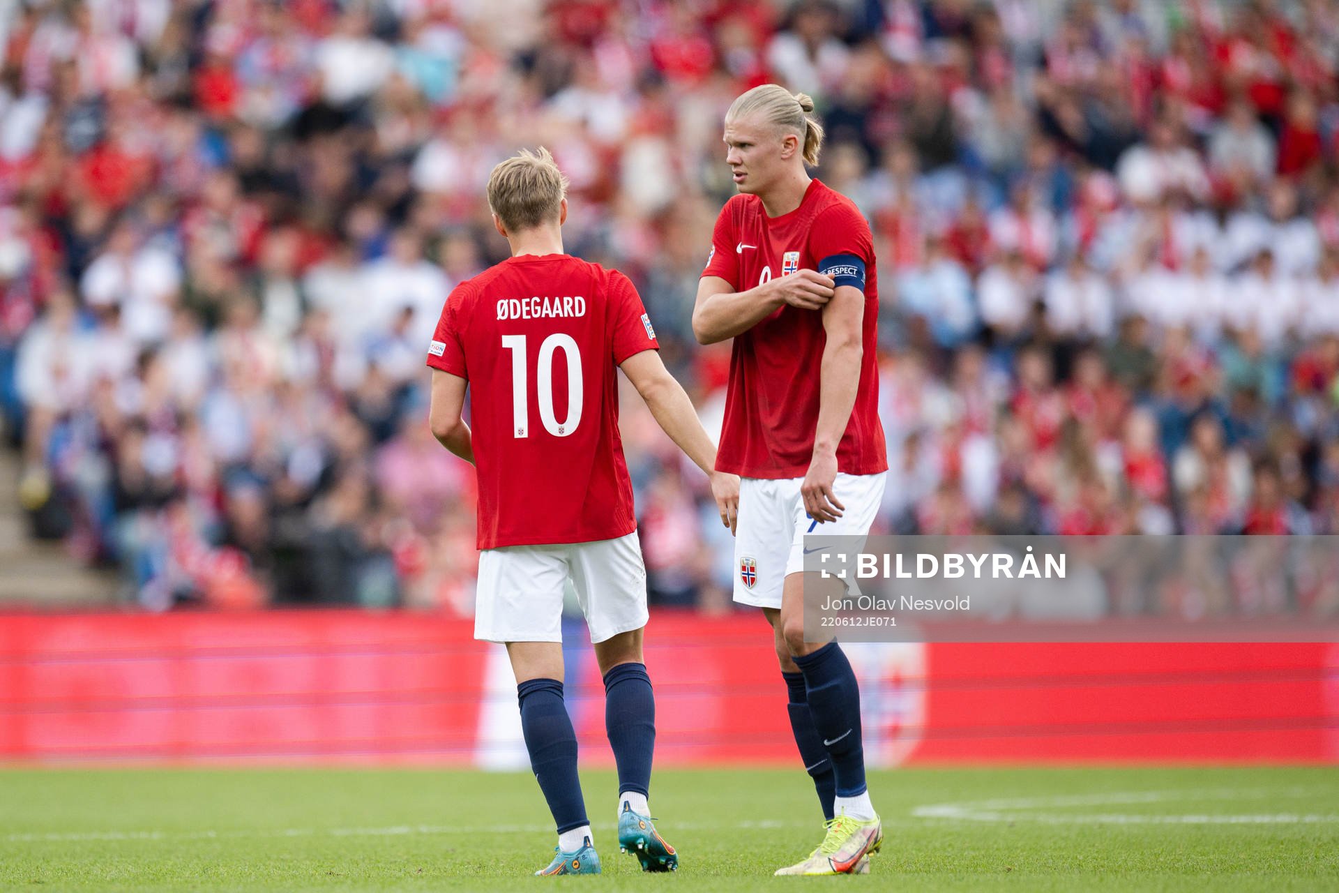 Martin Ødegaard and Erling Braut Haaland of Norway