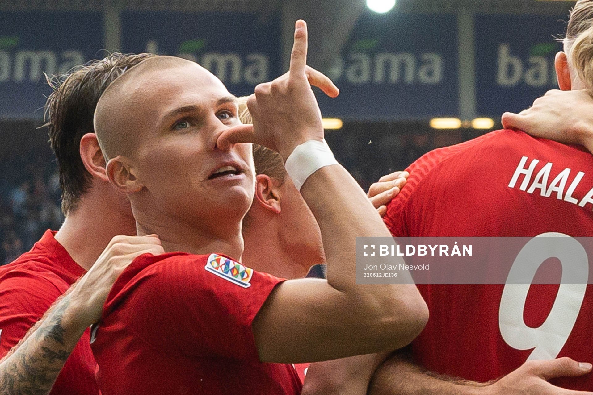 Leo Østigård of Norway celebrate the 2-0 goal