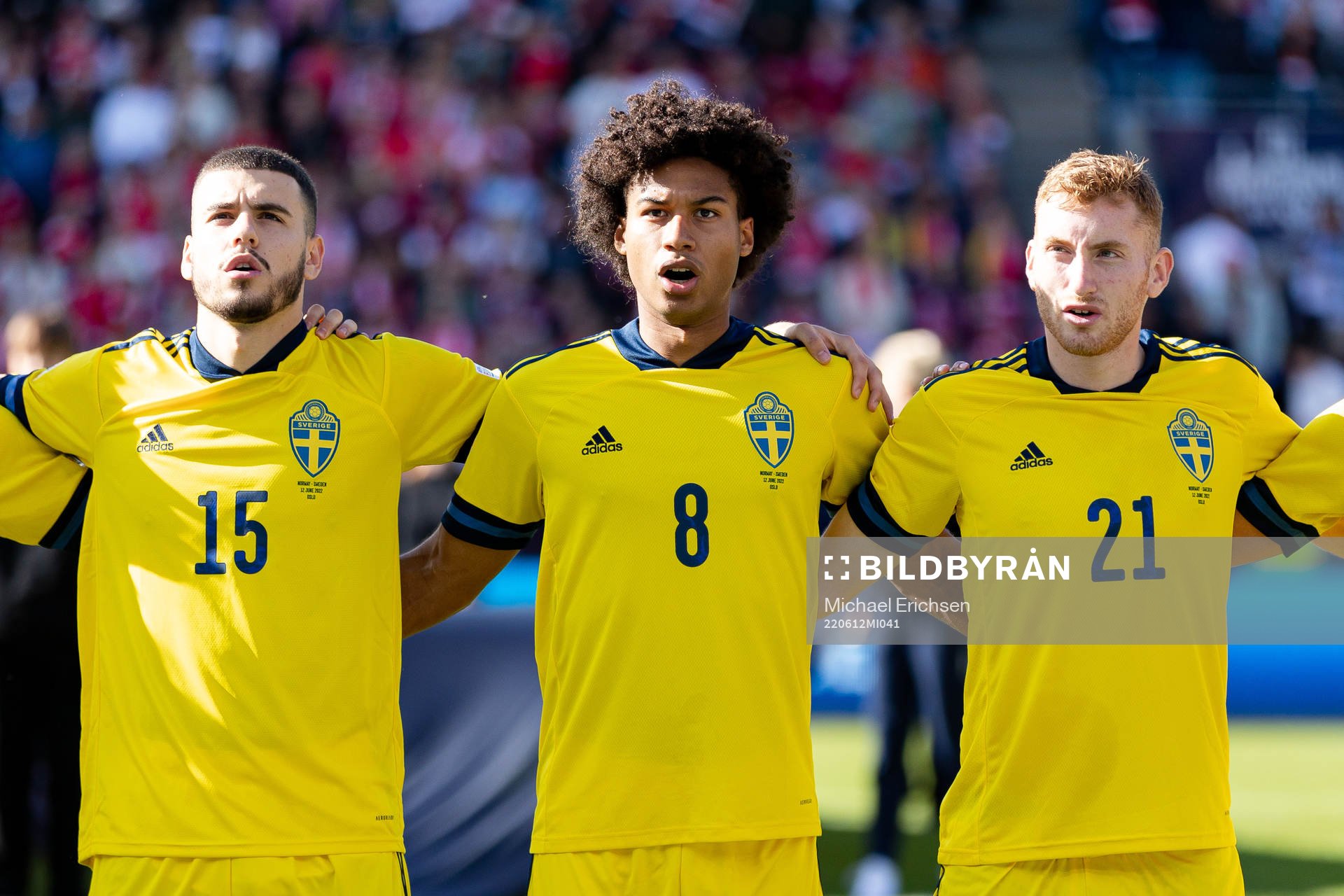 Edvin Kurtulus , Jens Cajuste and Dejan Kulusevski of Sweden