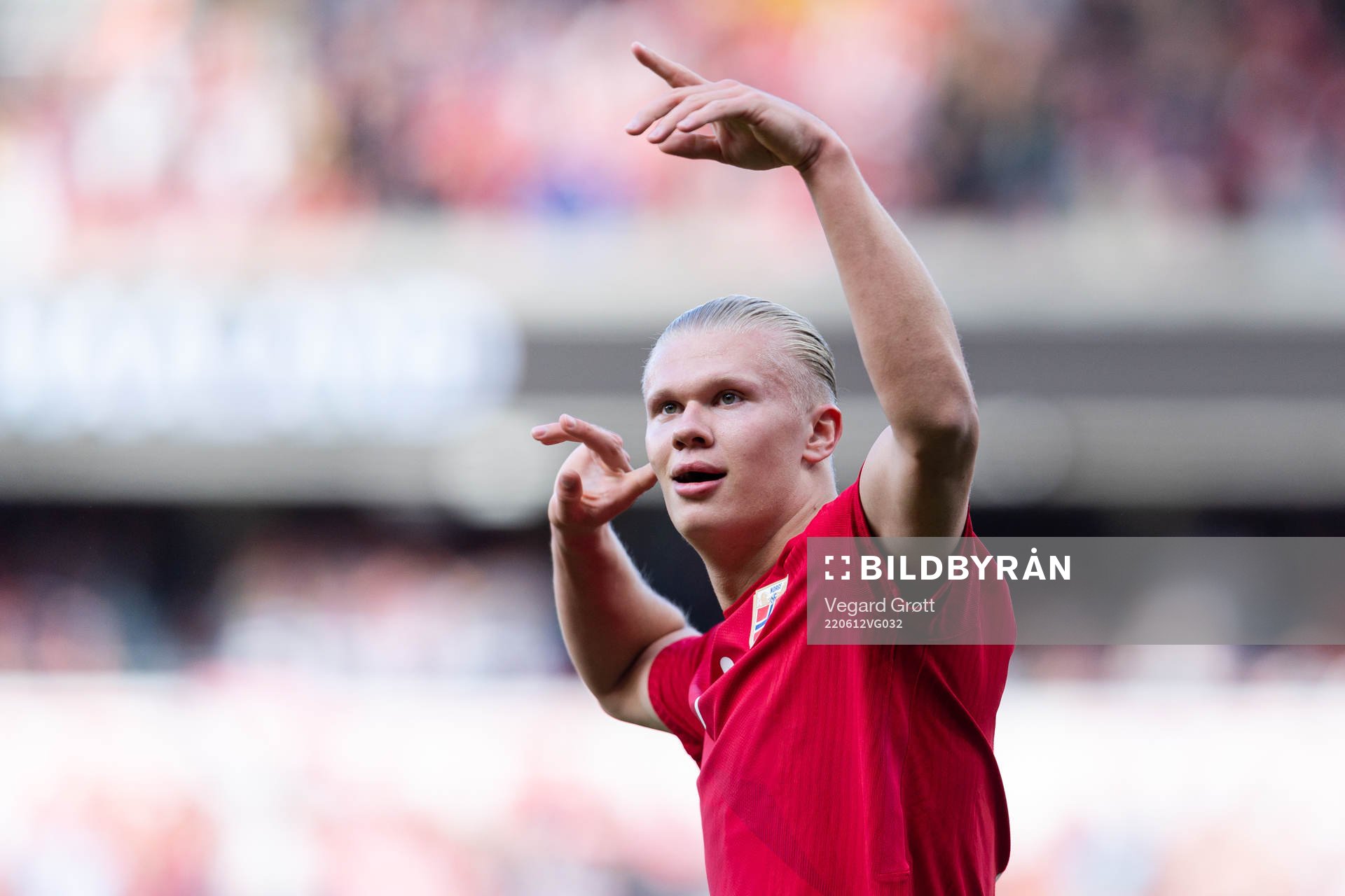 Erling Haaland of Norway celebrates the 1-0 goal