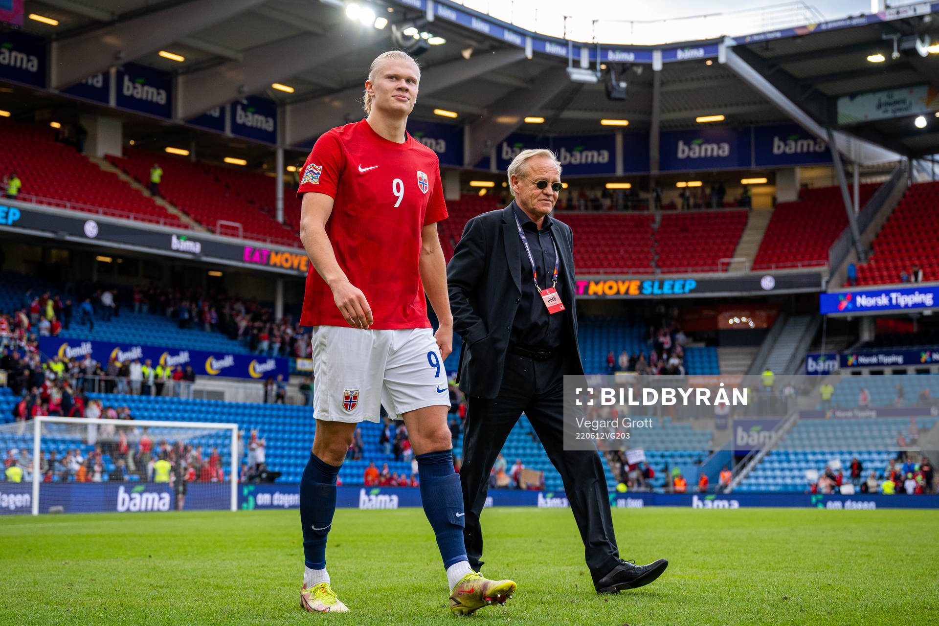 Erling Braut Haaland of Norway and Geir Ellefsen, head of