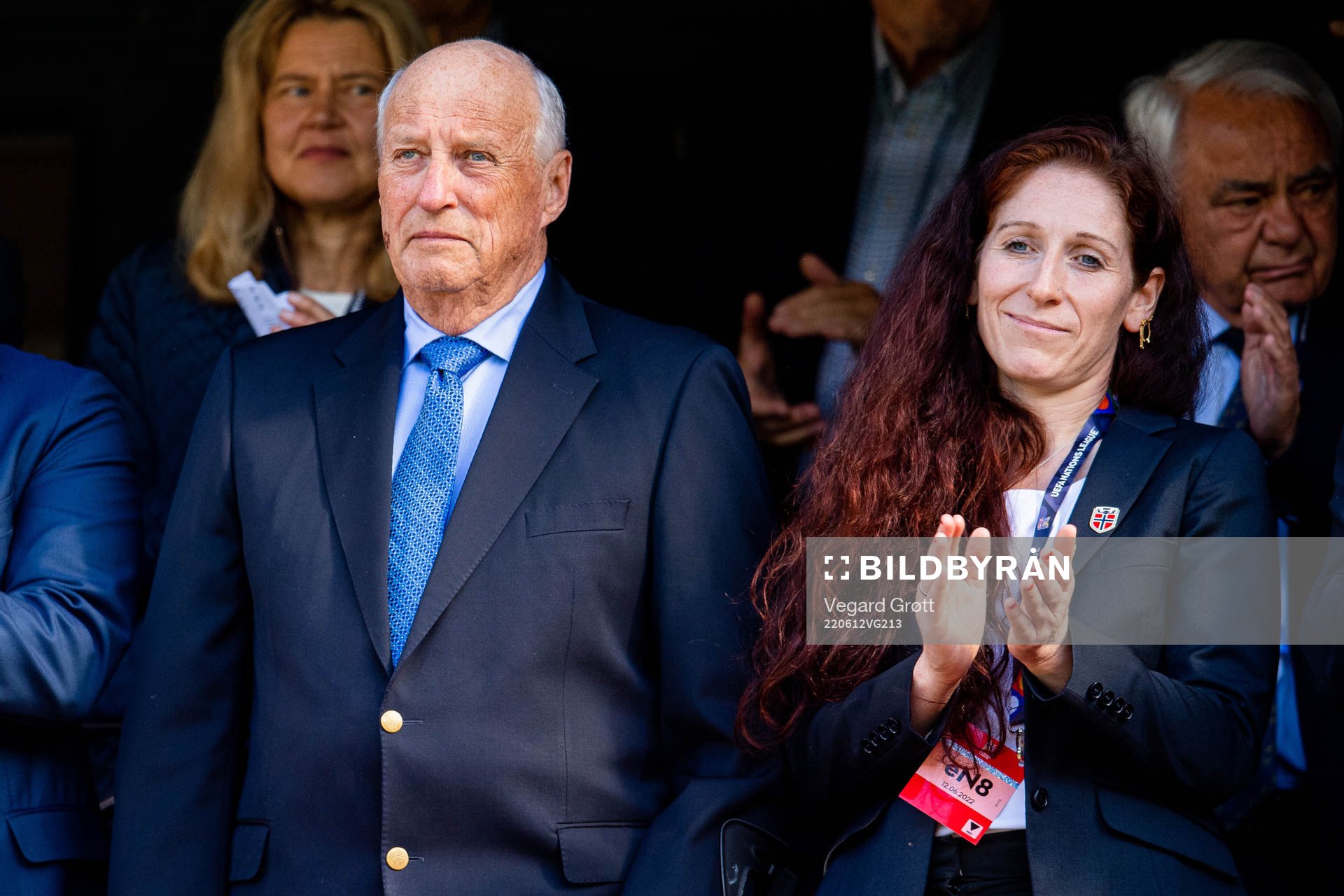 King Harald V of Norway and Lise Klaveness, president of