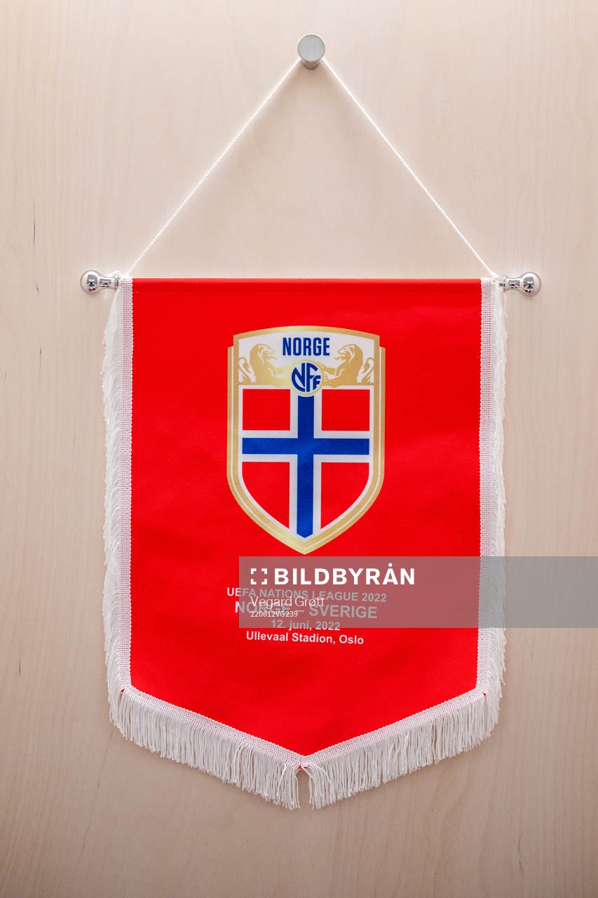 The pennant of Norway in the dressing room