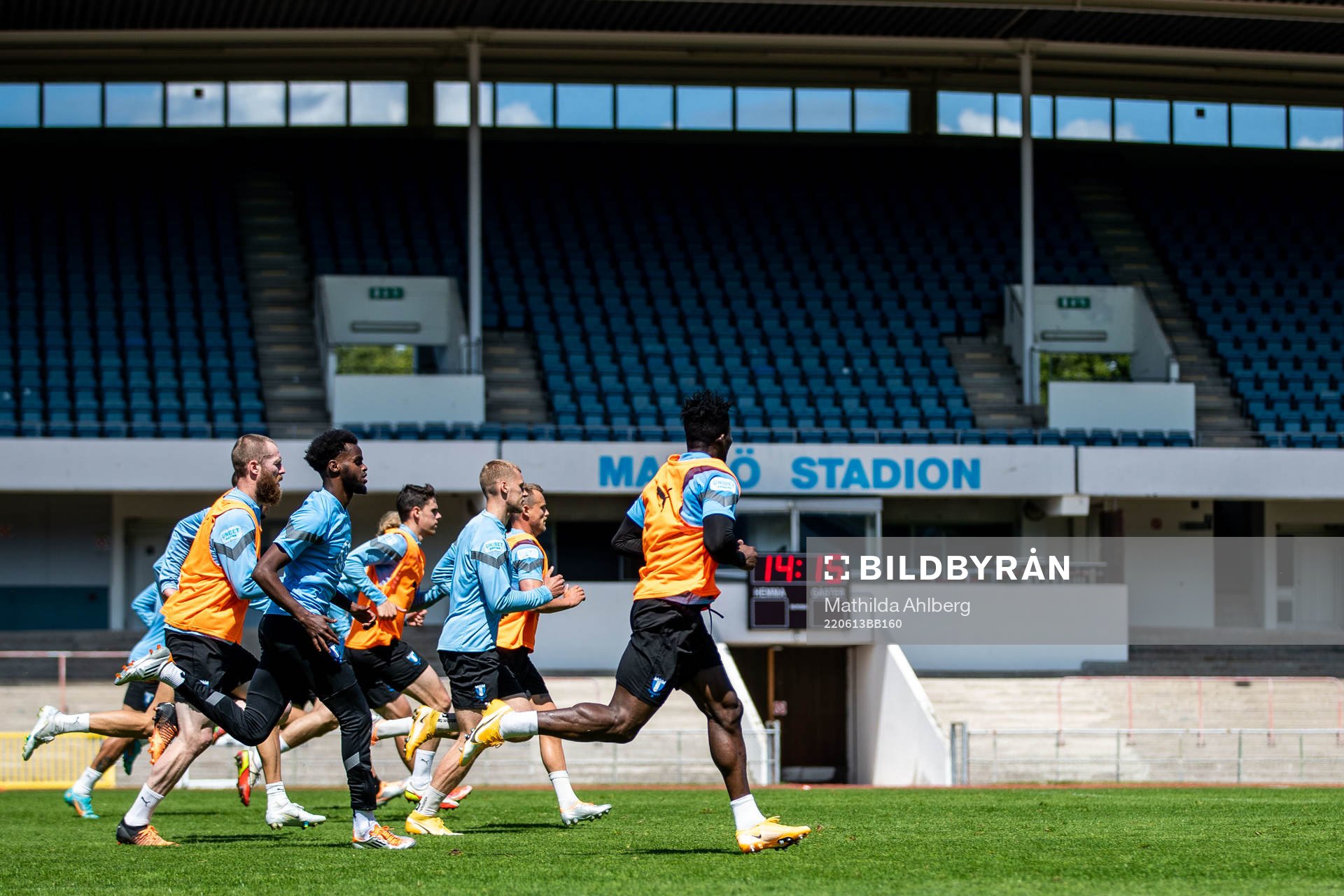 Malmös spelare under en träning med Malmö FF den 13 juni 2022 i Malmö. 