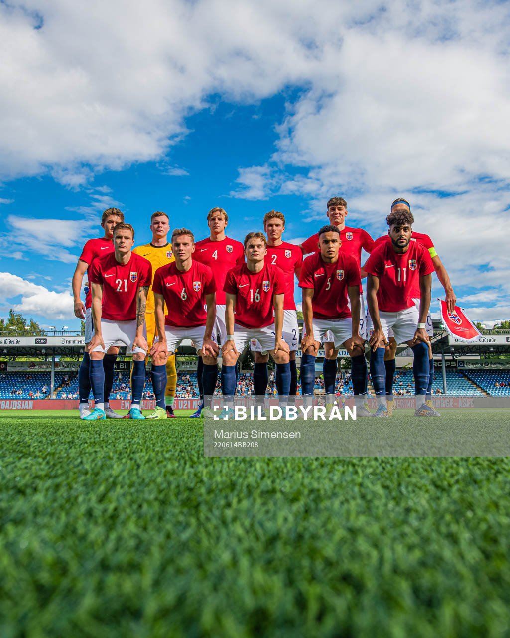 The starting eleven of Norway U21, from the top left;