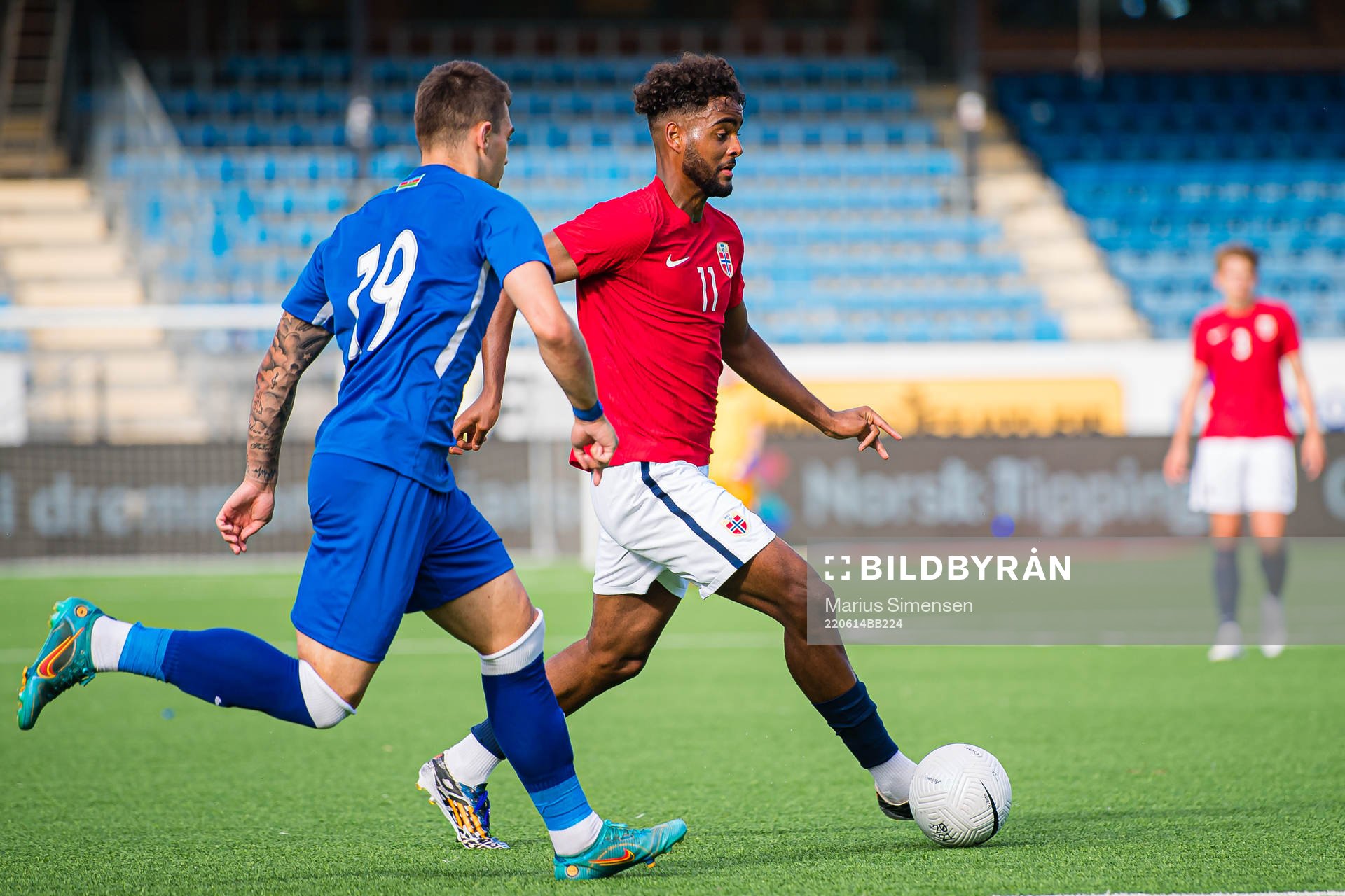 Emil Konradsen Ceide of Norway during the UEFA European Under-21 Qualifier football match between Norway and Azerbaijan on June 14, 2022 in Drammen.