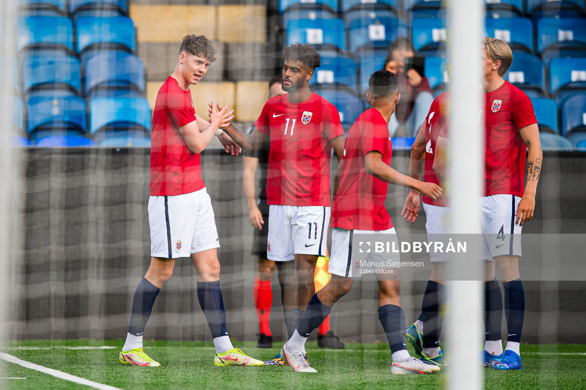 Jørgen Strand Larsen of Norway celebrates