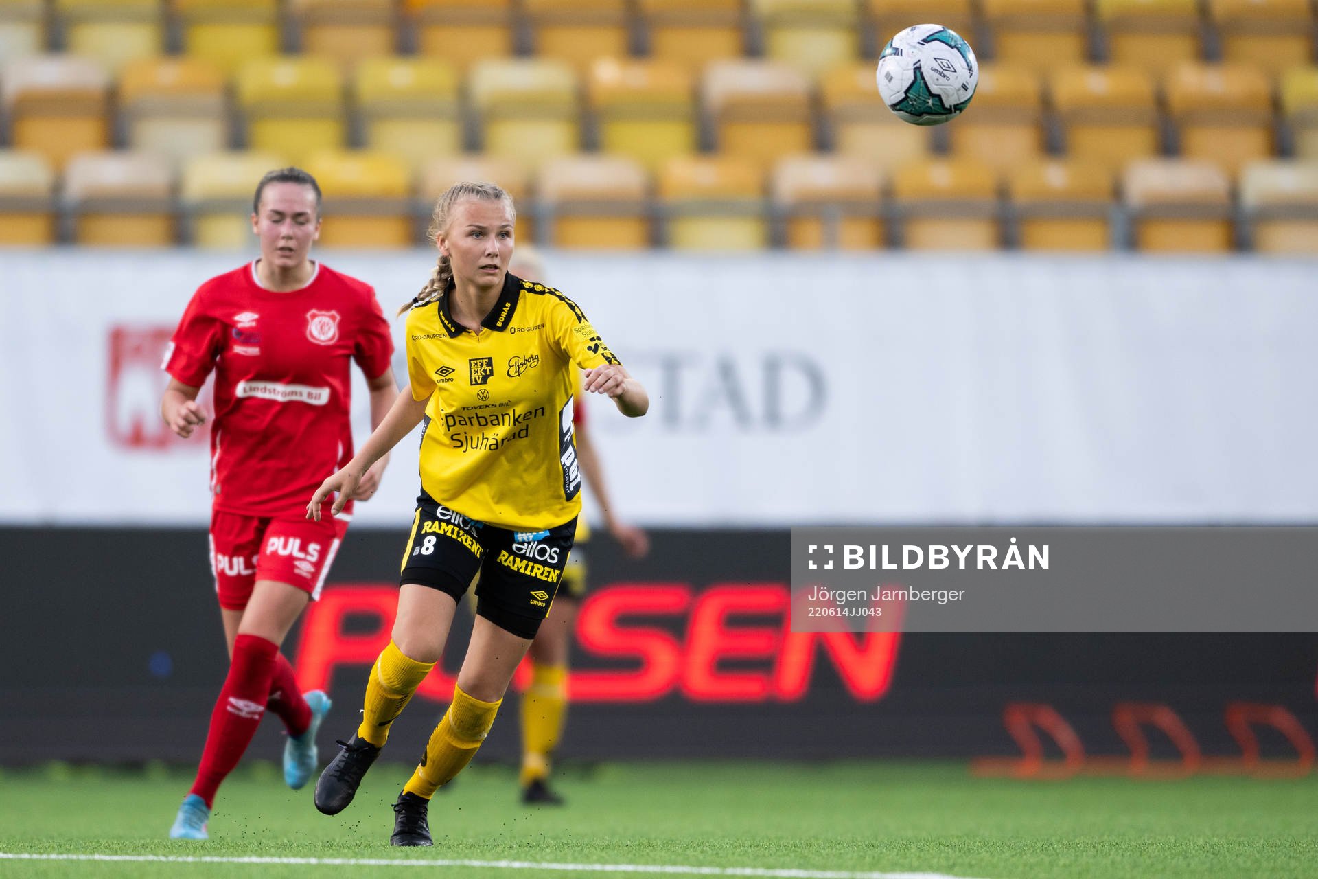 Elfsborgs Linn Sångberg under fotbollsmatchen i Div 2 Mellersta Götaland mellan Elfsborg och Falköping den 14 juni 2022 i Borås.