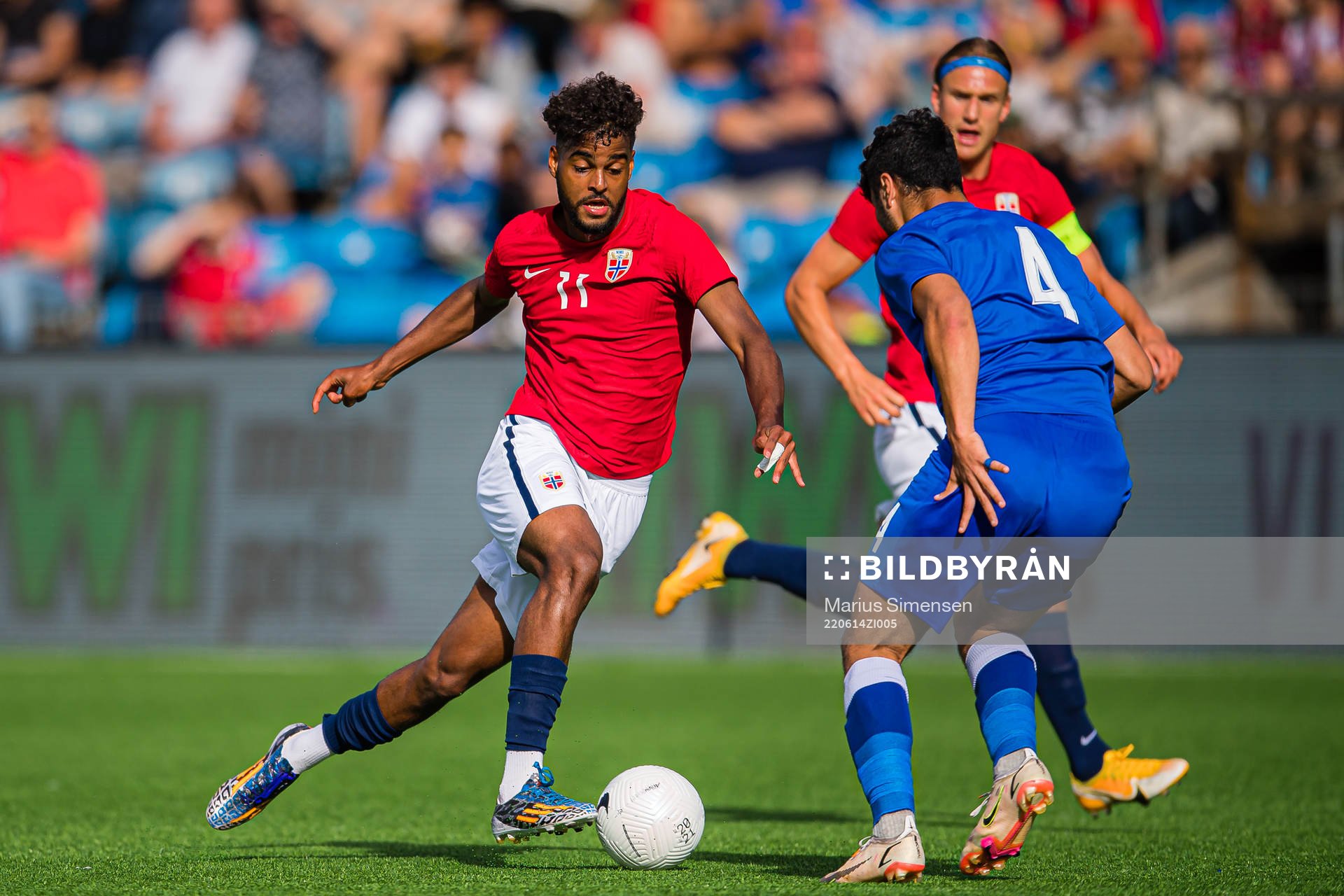 Emil Konradsen Ceide of Norway during the UEFA European Under-21 Qualifier football match between Norway and Azerbaijan on June 14, 2022 in Drammen.
