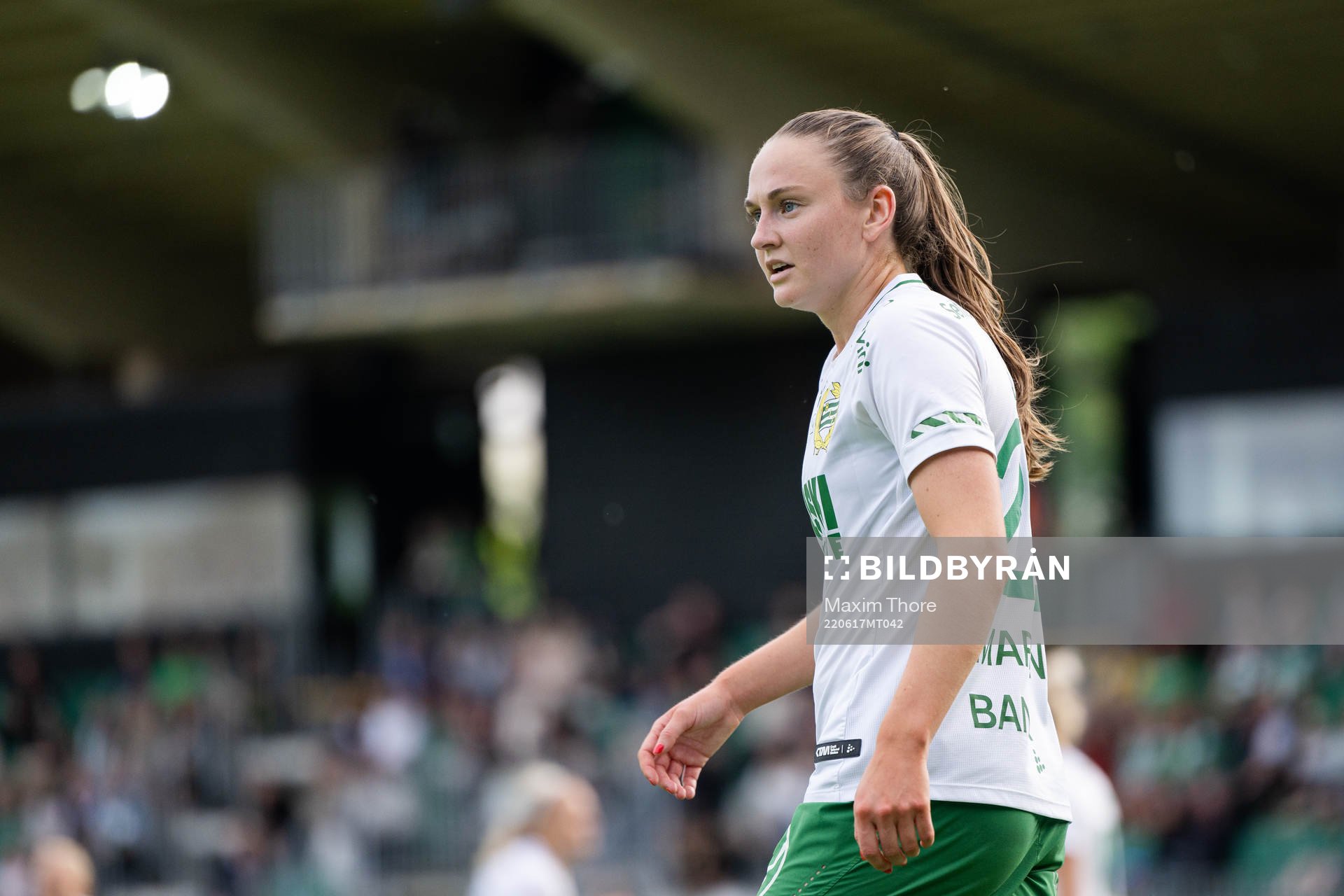 ammarbys Vilde Hasund  under fotbollsmatchen i Damallsvenskan mellan Hammarby och Häcken den 17 juni 2022 i Stockholm. 