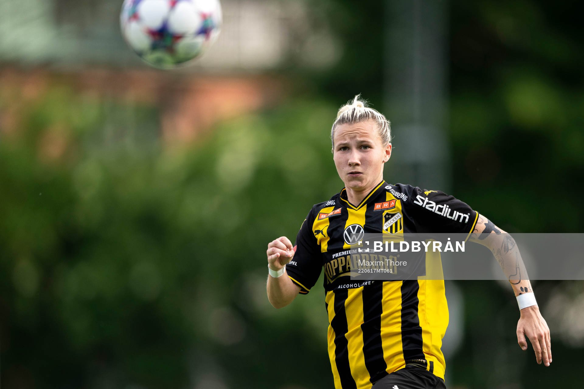 Häckens Hanna Wijk under fotbollsmatchen i Damallsvenskan mellan Hammarby och Häcken den 17 juni 2022 i Stockholm. 